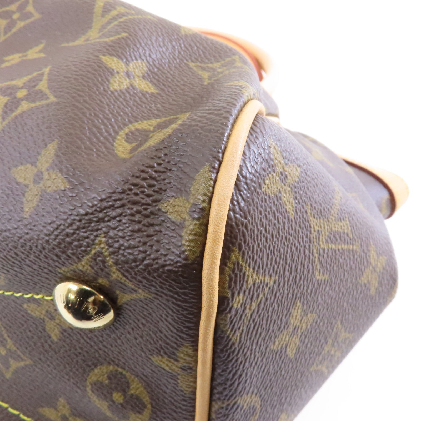 LOUIS VUITTON Monogram Tivoli PM金扣手挽袋棕色