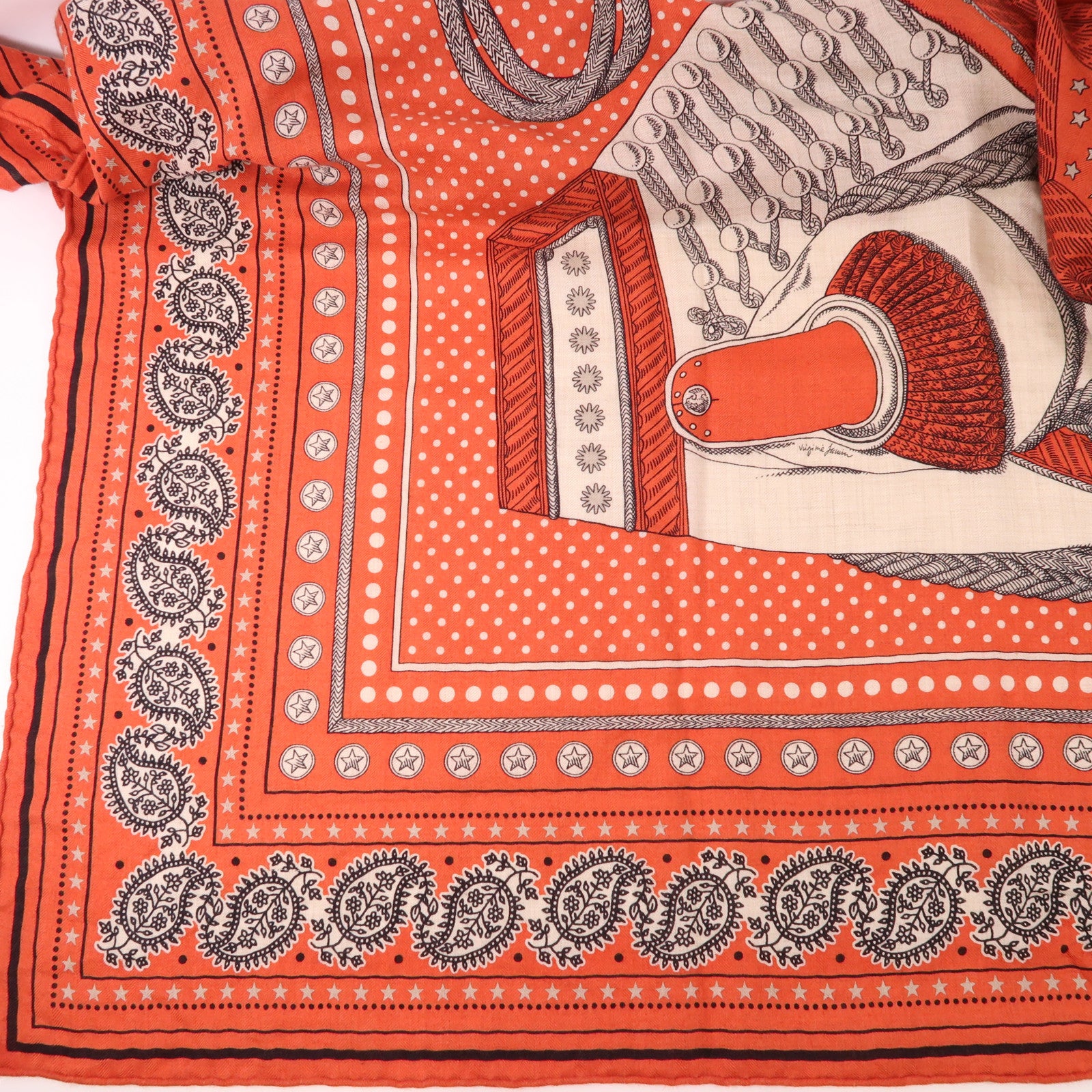 HERMES 羊絨/絲質Scarf 140X140絲巾Rouge Tomate