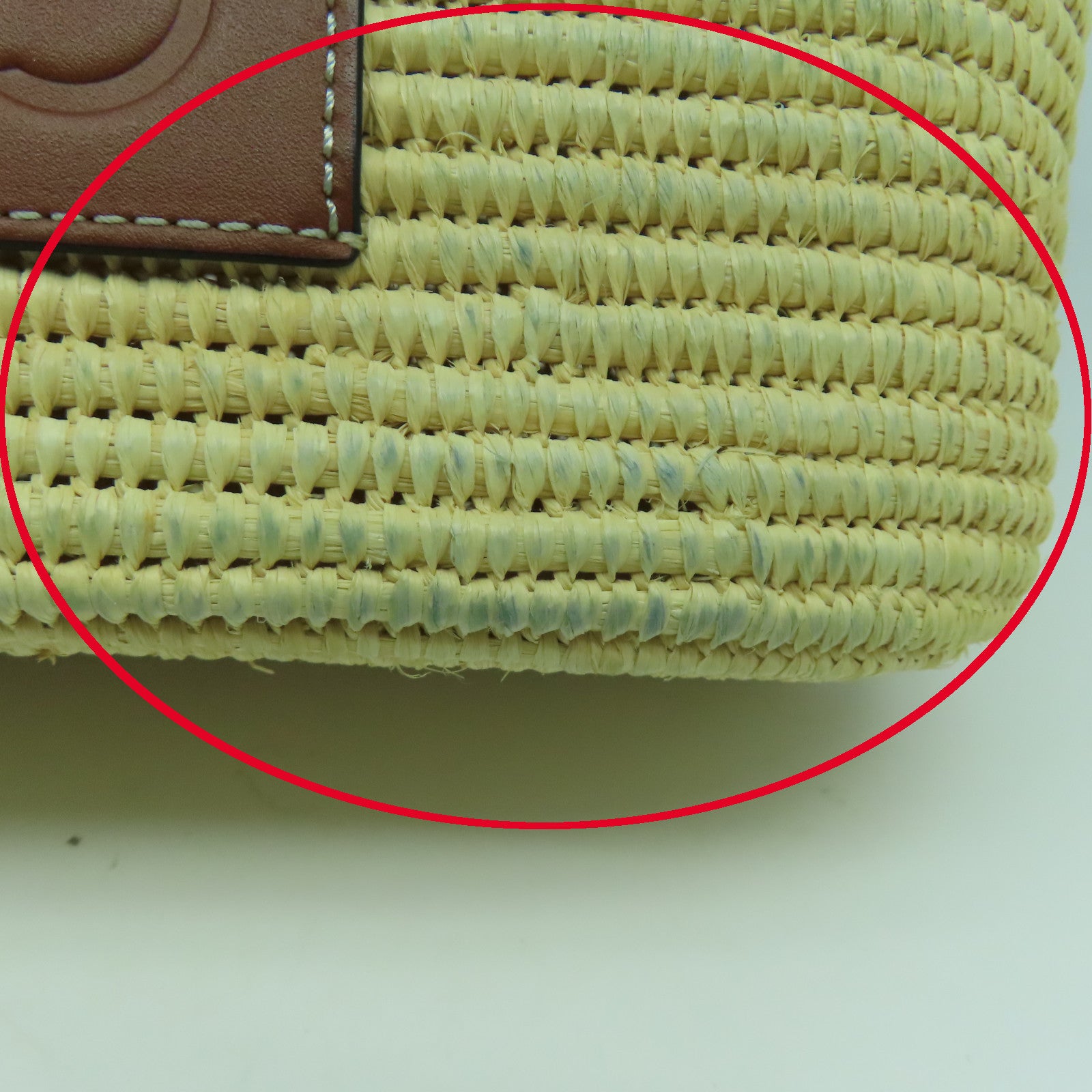 LOEWE 酒椰/皮革Small Square Basket Tote Bag銀扣手挽袋淺黃色/啡色