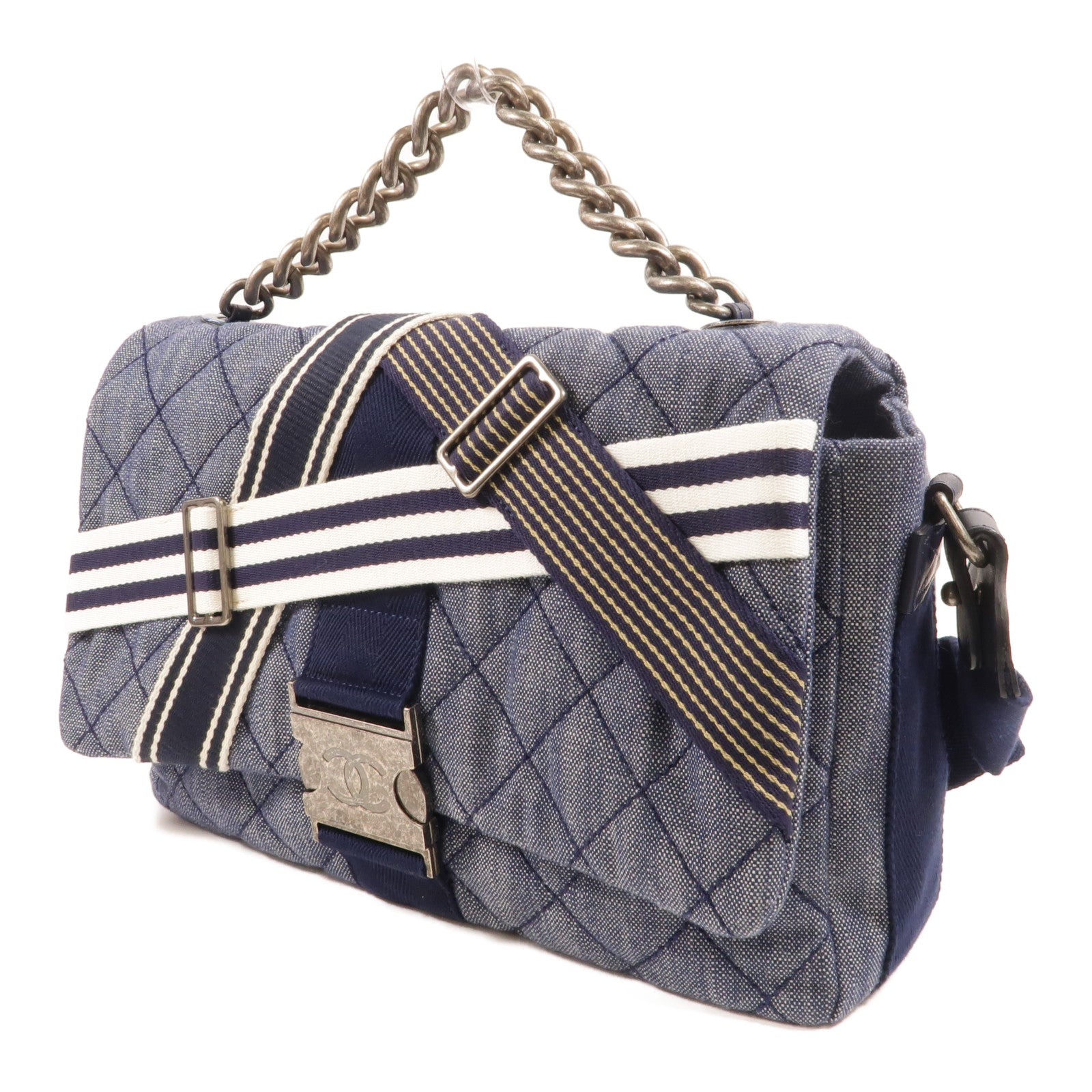 CHANEL Demin Airlines Buckle Messenger手挽肩背兩用袋