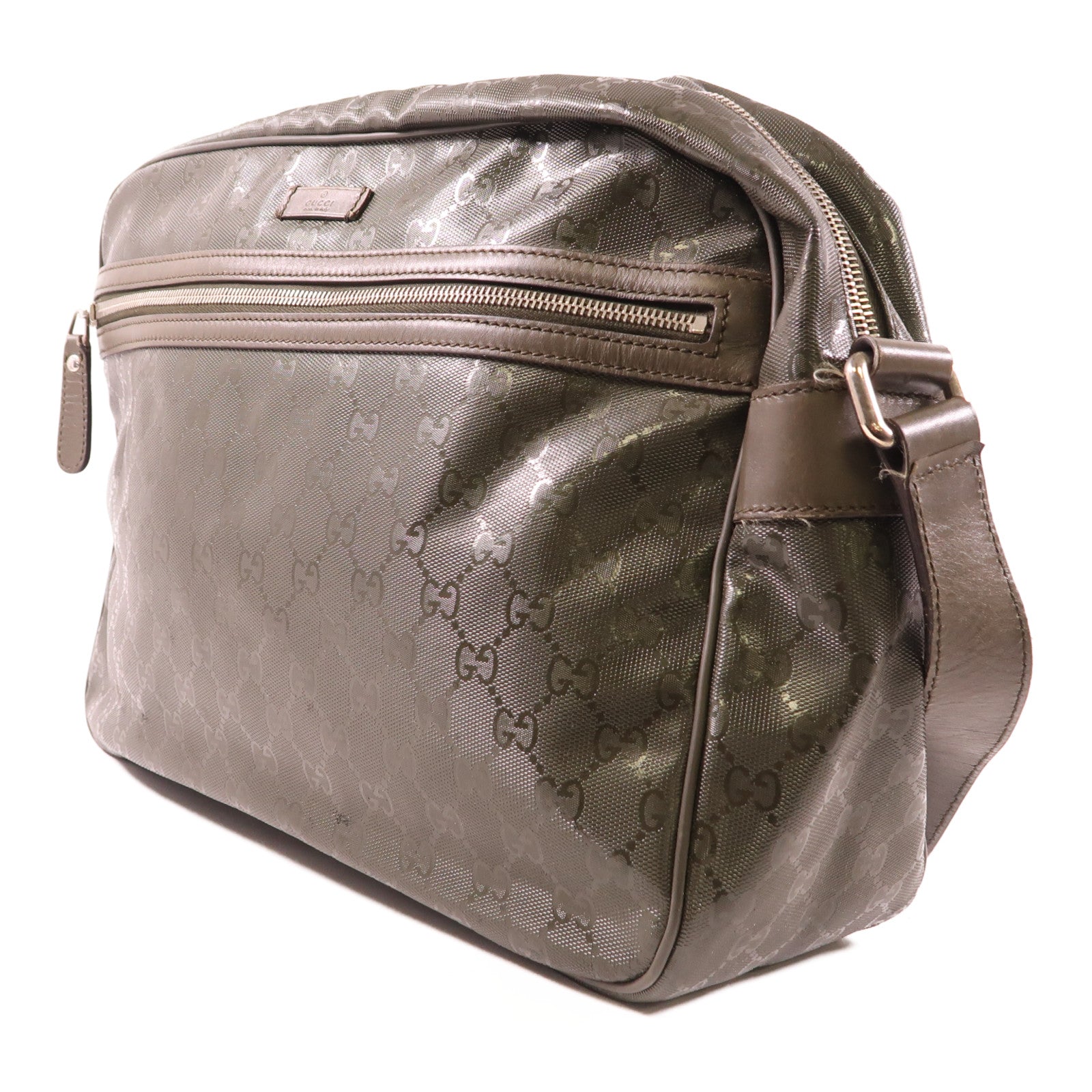 GUCCI GG SHW Shoulder Bag 211107 Coated Canvas Green