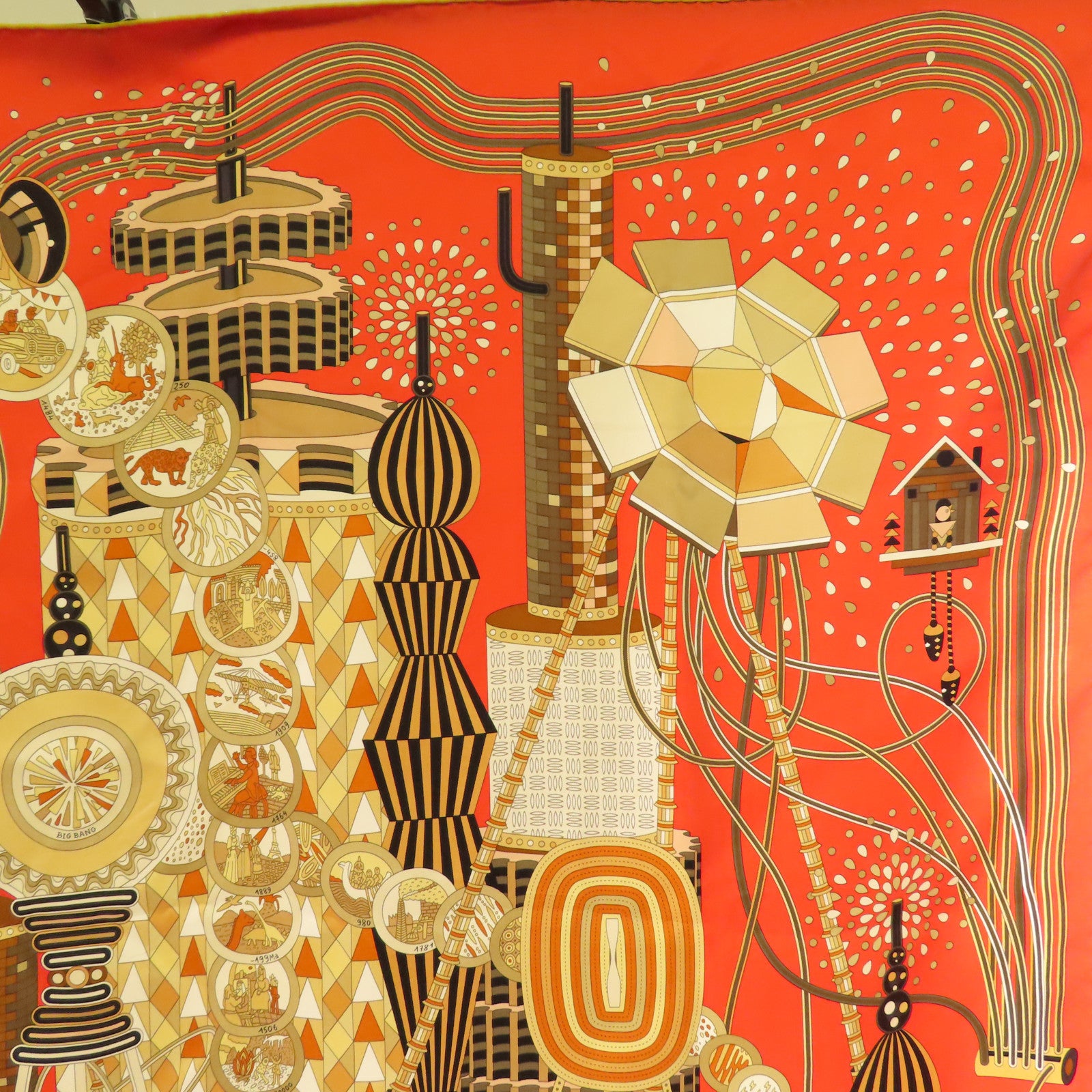 HERMES Scarf 90x90cm Scarf Silk Red/Multicolor