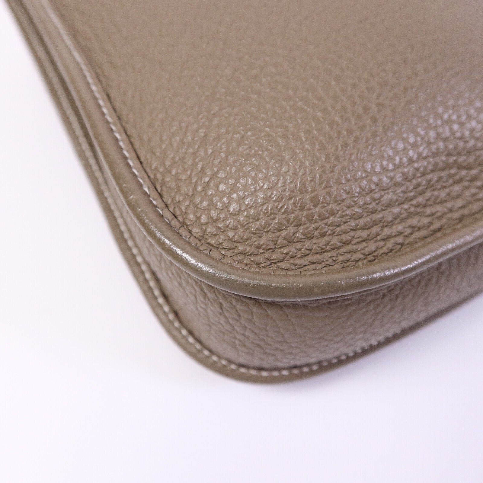 HERMES Clemence皮革Evelyne TPM肩背袋Etoupe/Blue Indigo