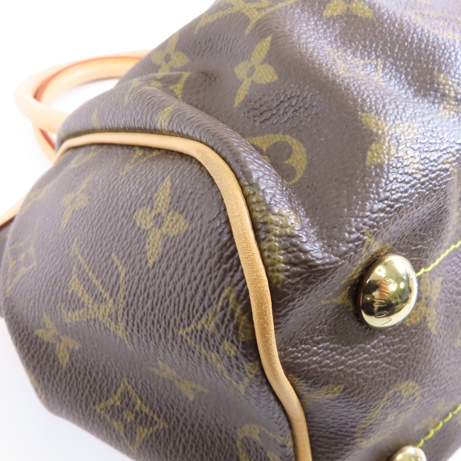 LOUIS VUITTON Monogram Tivoli PM金扣手挽袋棕色