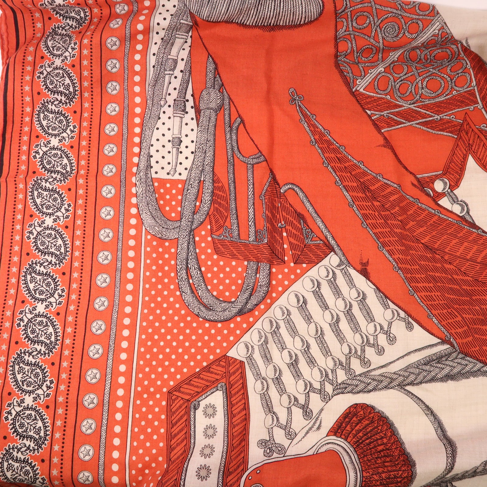 HERMES 羊絨/絲質Scarf 140X140絲巾Rouge Tomate