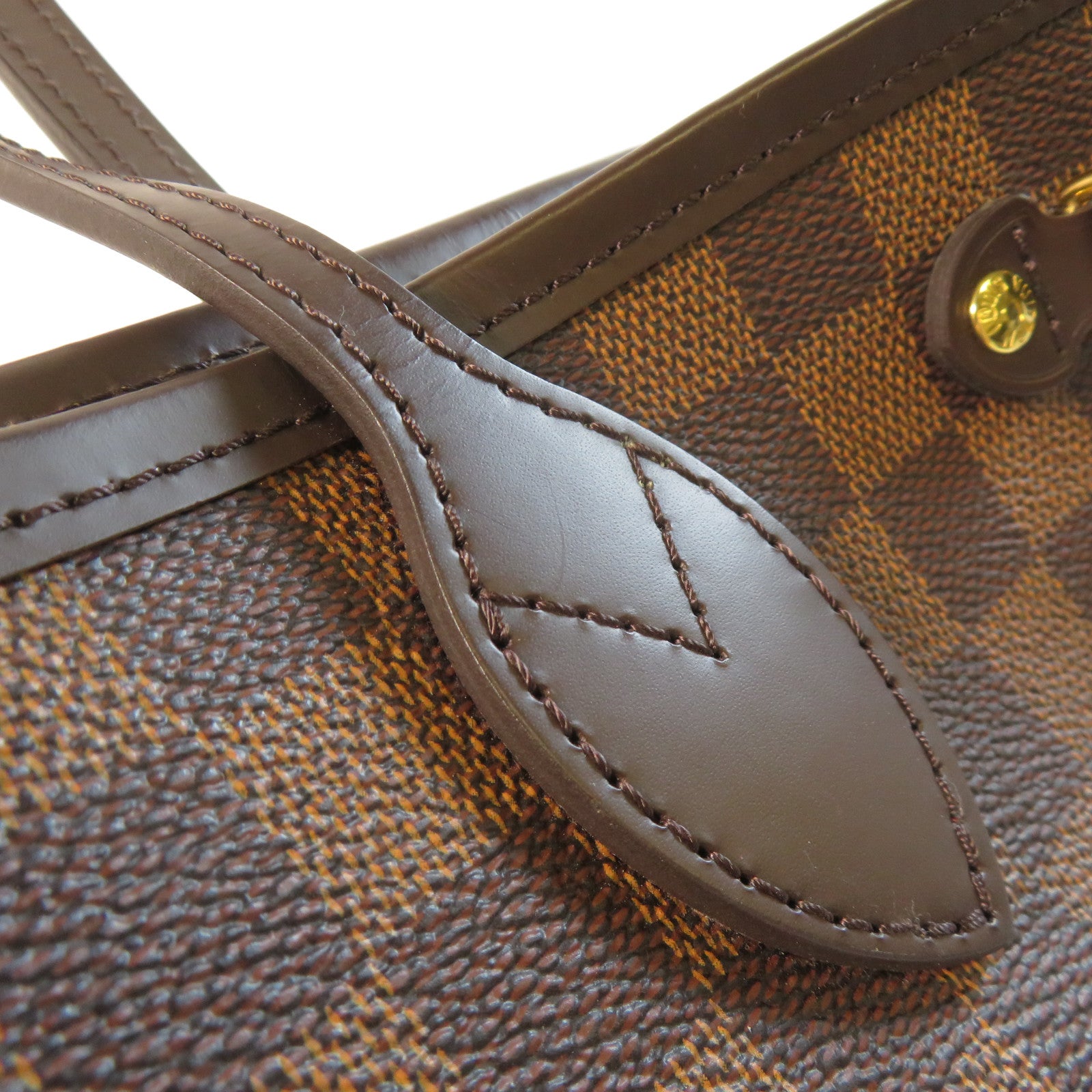 LOUIS VUITTON Damier Ebene Neverfull PM金扣手挽袋啡色