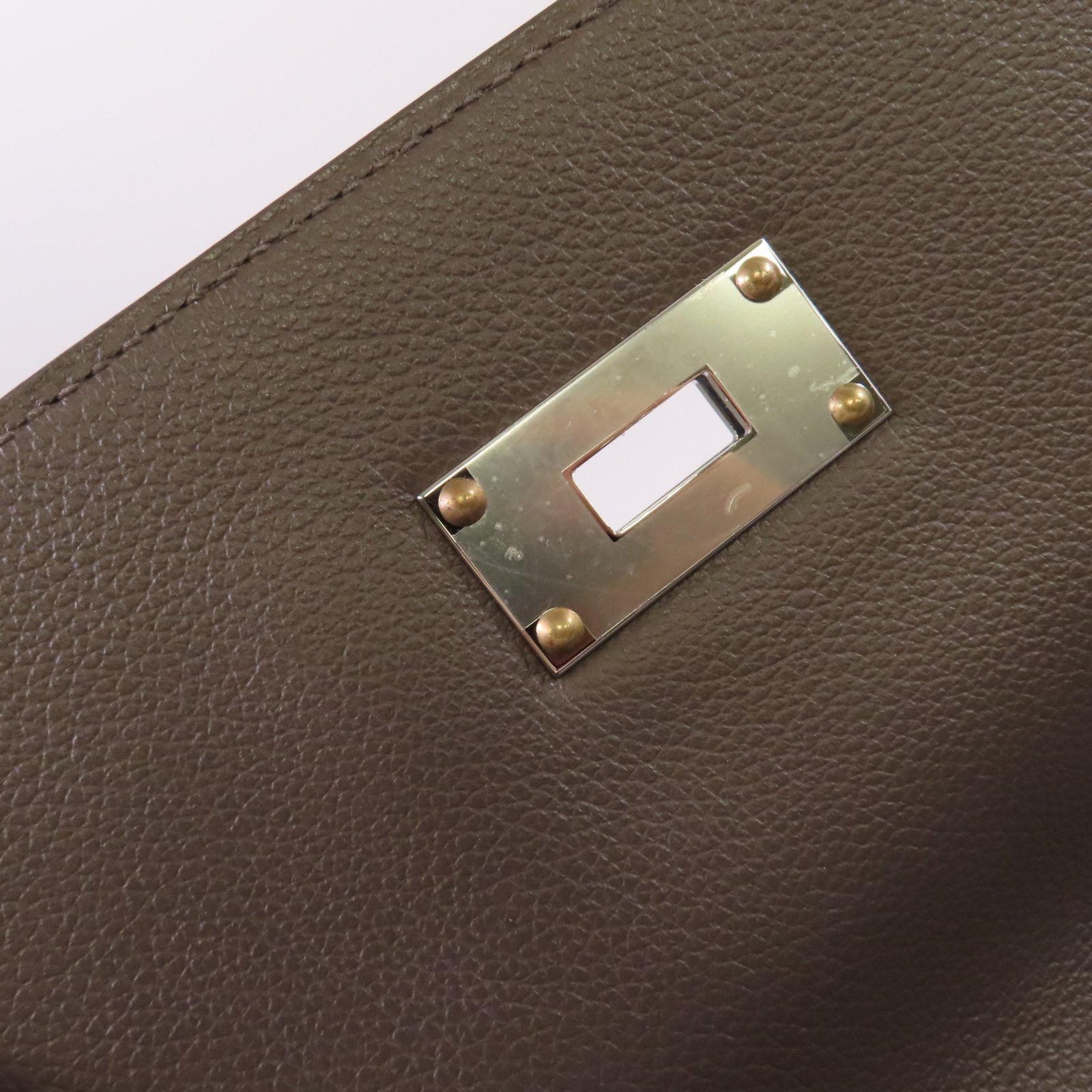 HERMES Evercolor皮革Kelly Messenger Bag PM銀扣肩背袋Ecorce樹皮色