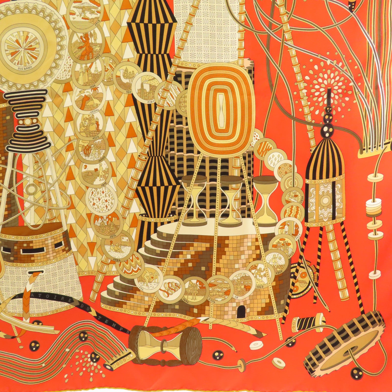 HERMES Scarf 90x90cm Scarf Silk Red/Multicolor