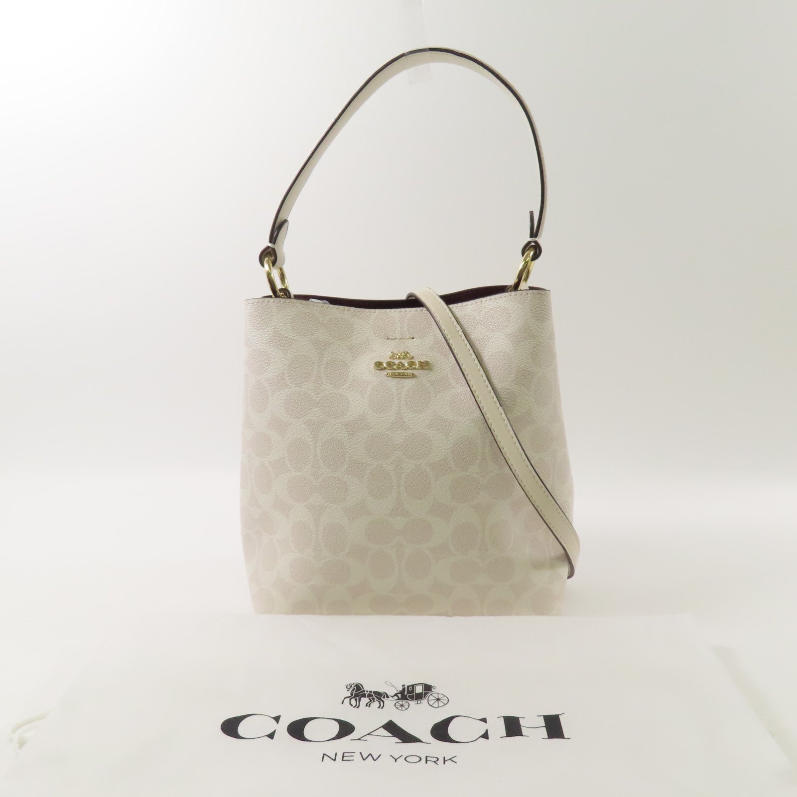 COACH 塗層帆布2 Way Shoulder金扣手挽肩背兩用袋