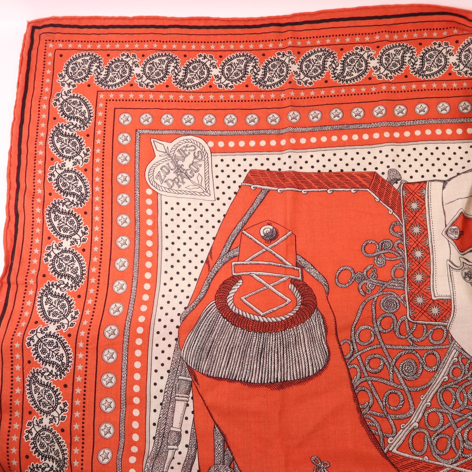 HERMES 羊絨/絲質Scarf 140X140絲巾Rouge Tomate