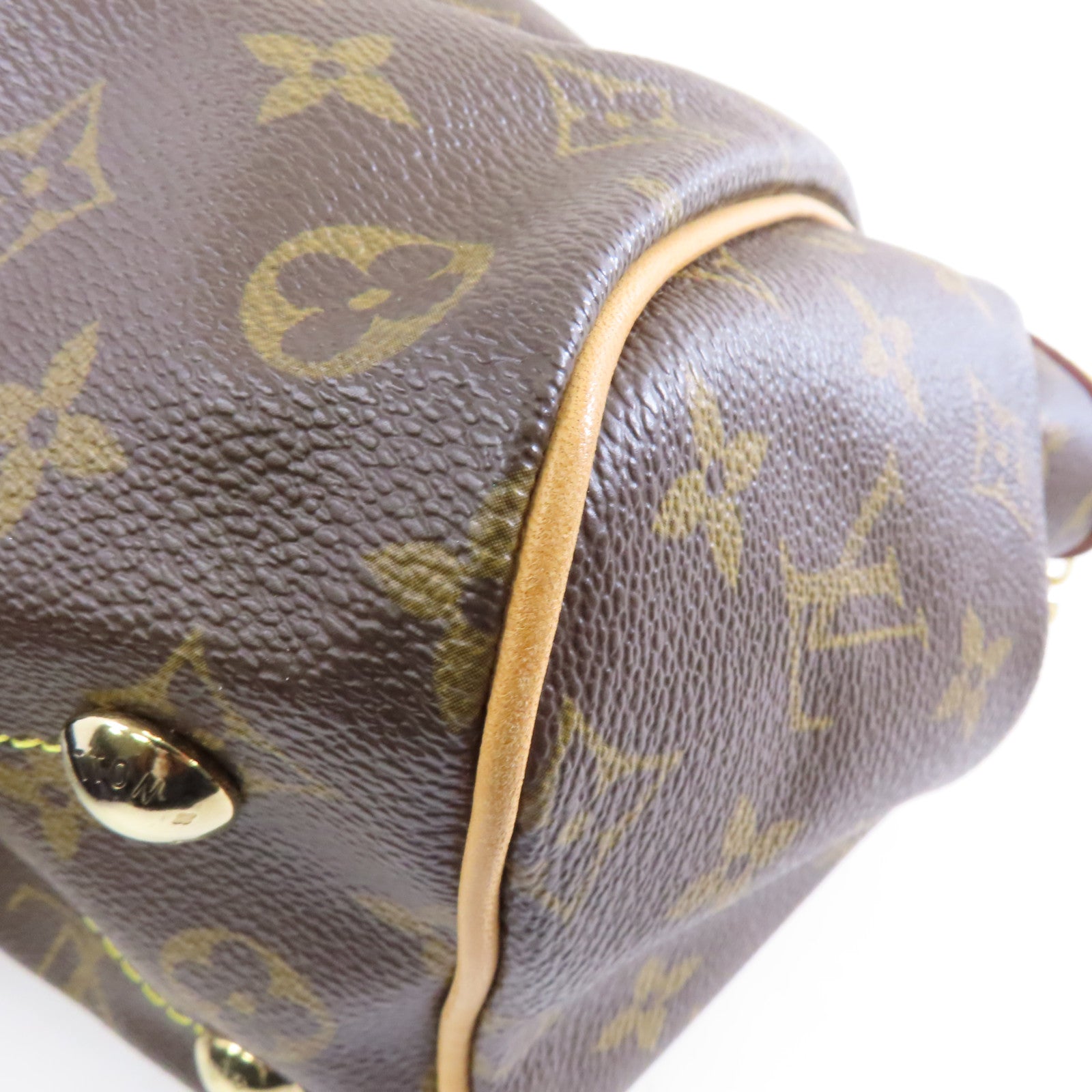 LOUIS VUITTON Monogram Tivoli PM金扣手挽袋棕色