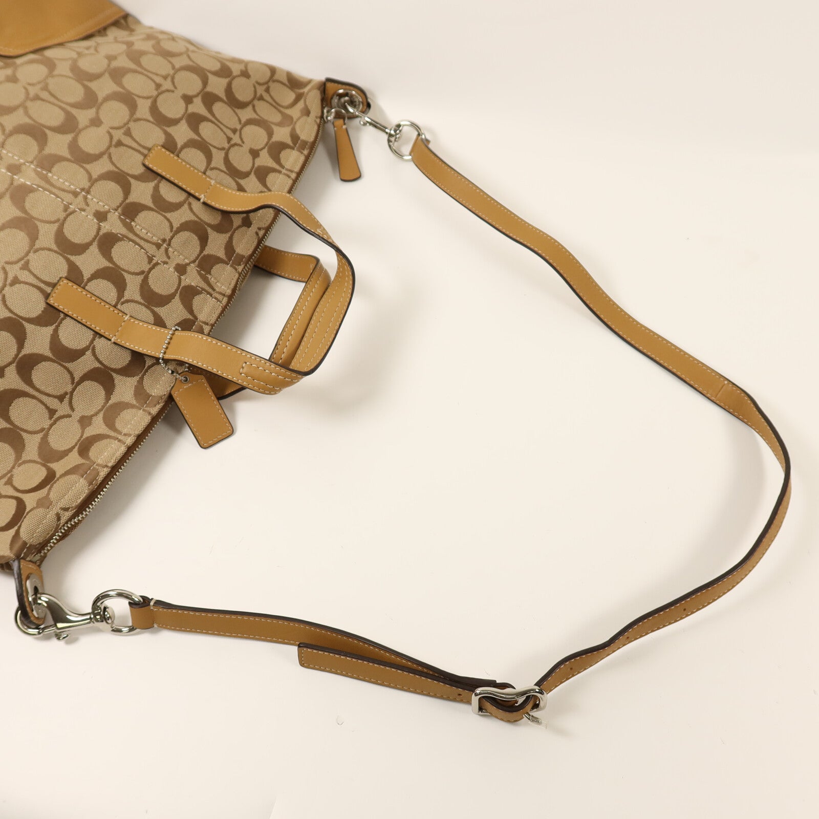 COACH 【激減優惠】帆布2 Way Shoulder銀扣手挽肩背兩用袋