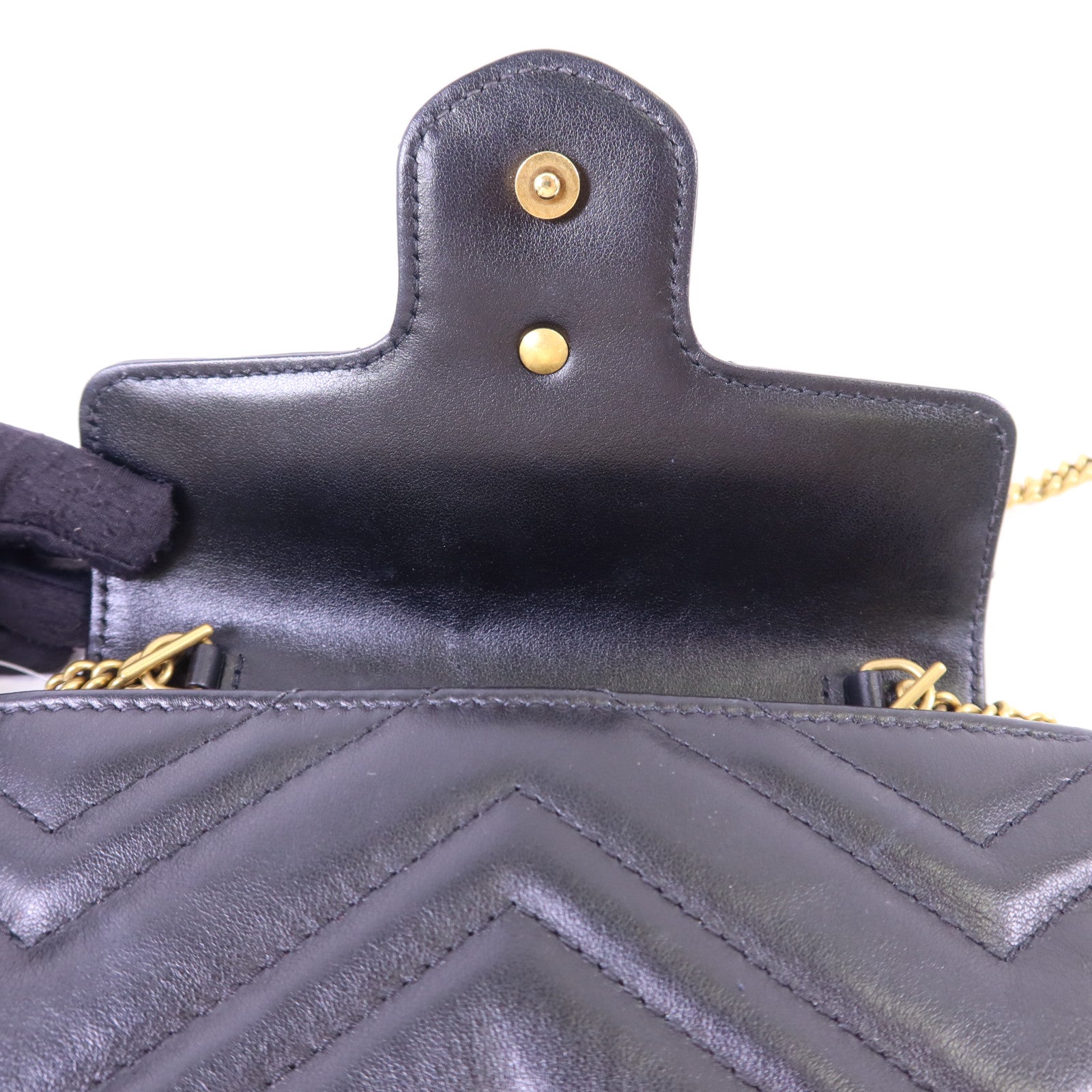 GUCCI 牛皮皮革GG Marmont Super Mini金扣鏈帶肩背袋