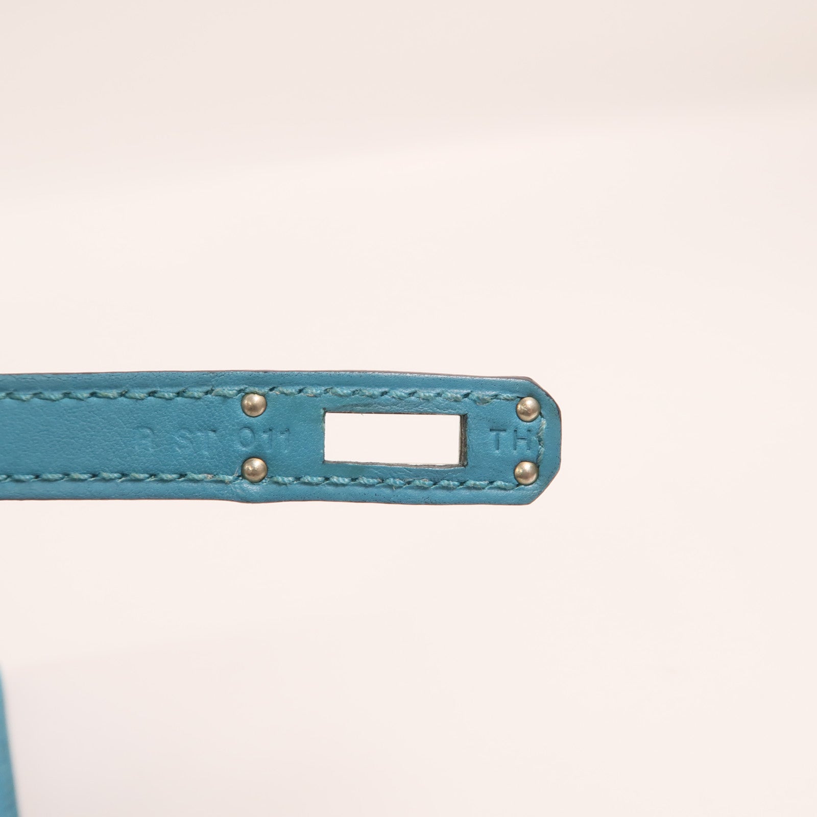 HERMES Swift皮革Mini Kelly I銀扣手挽袋Turquoise
