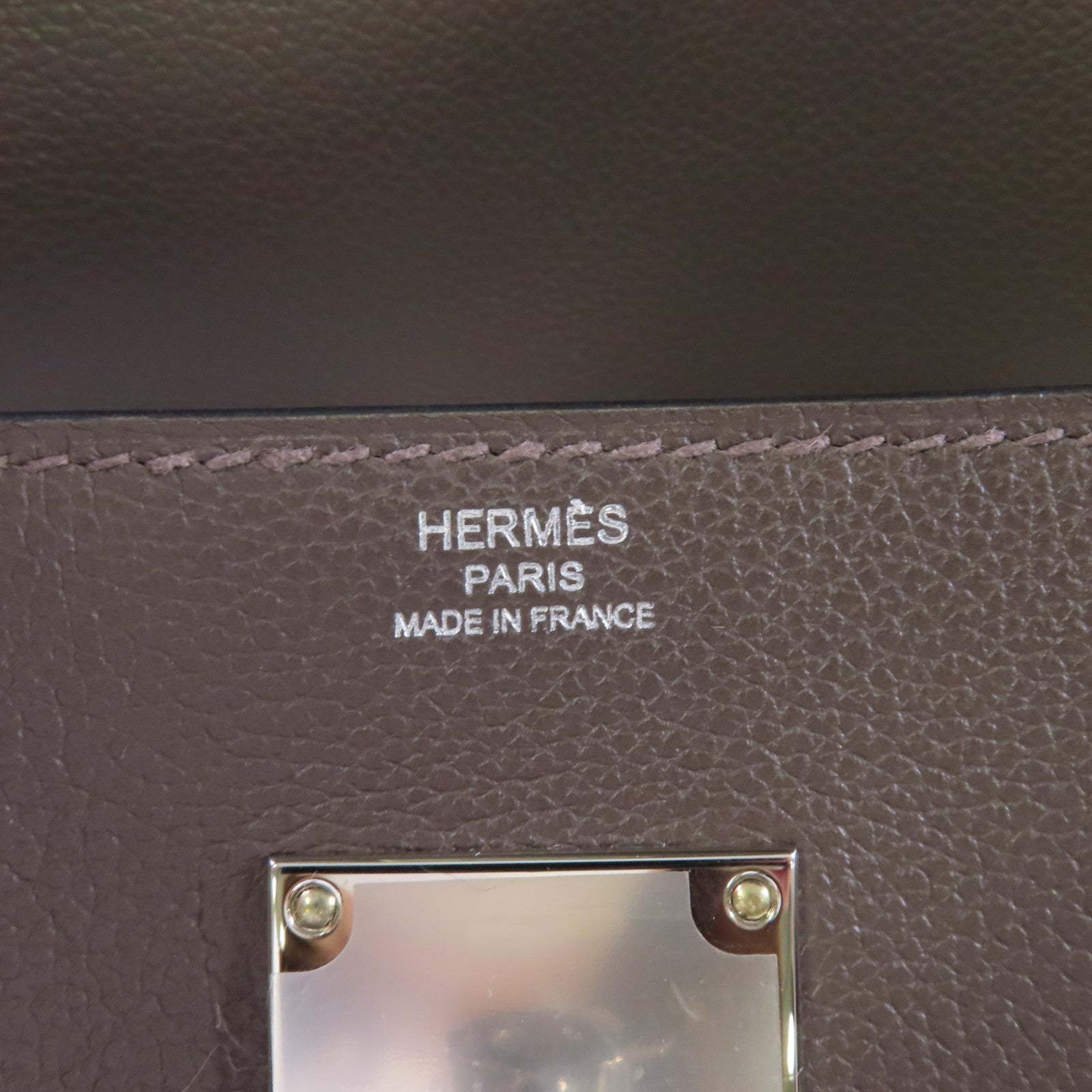 HERMES Evercolor皮革Kelly Messenger Bag PM銀扣肩背袋Ecorce樹皮色