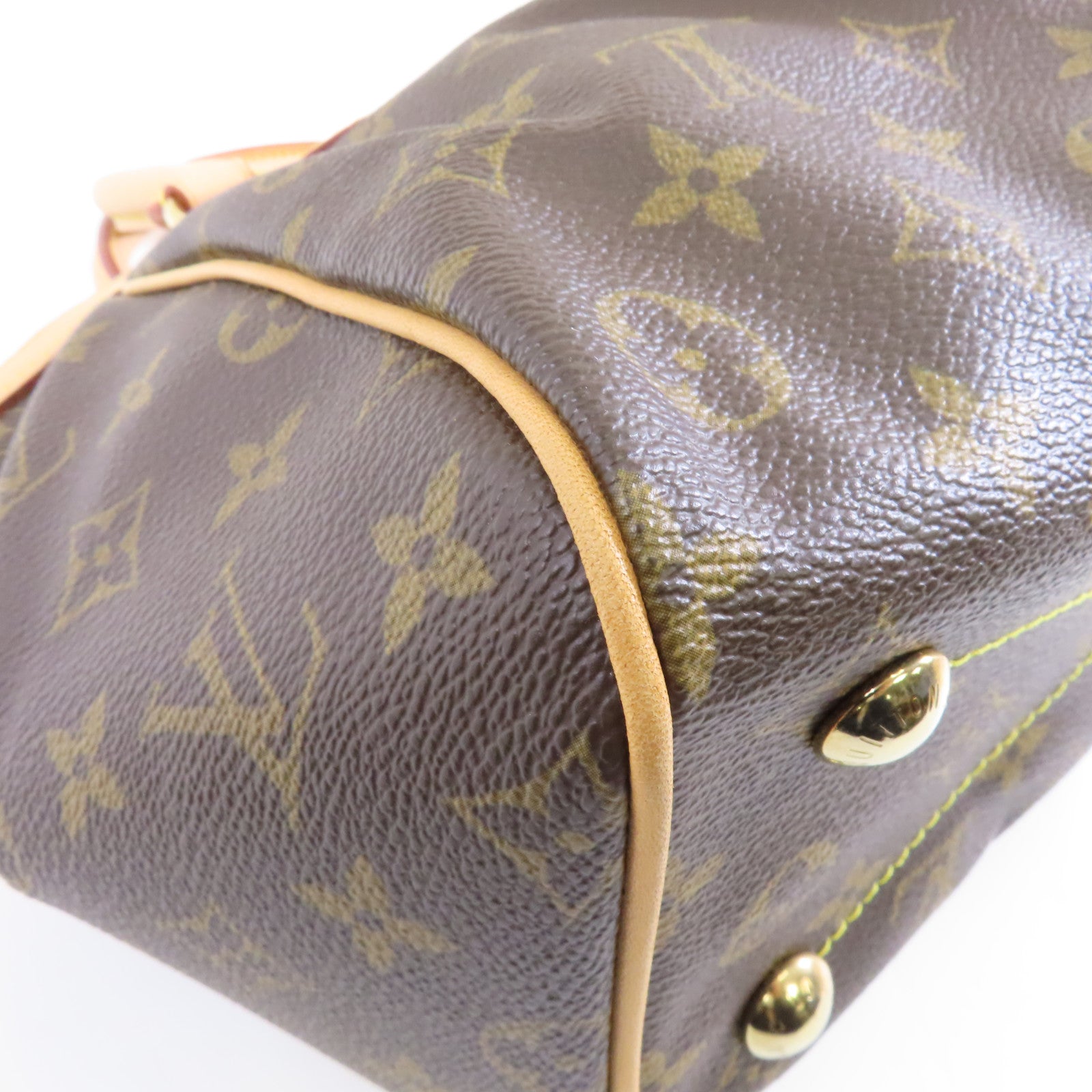 LOUIS VUITTON Monogram Tivoli PM金扣手挽袋棕色