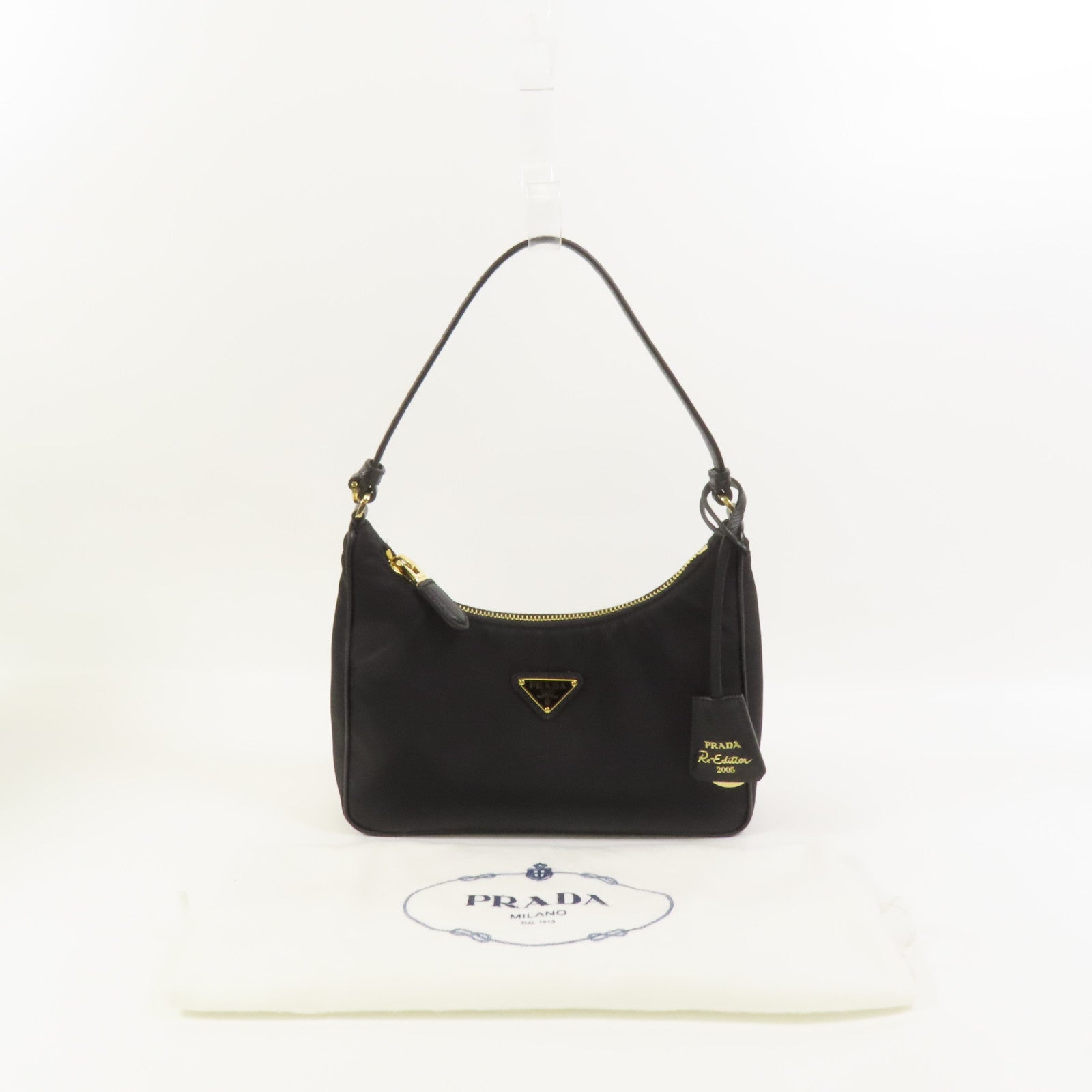 PRADA 尼龍Re-Edition 2005金扣手挽袋