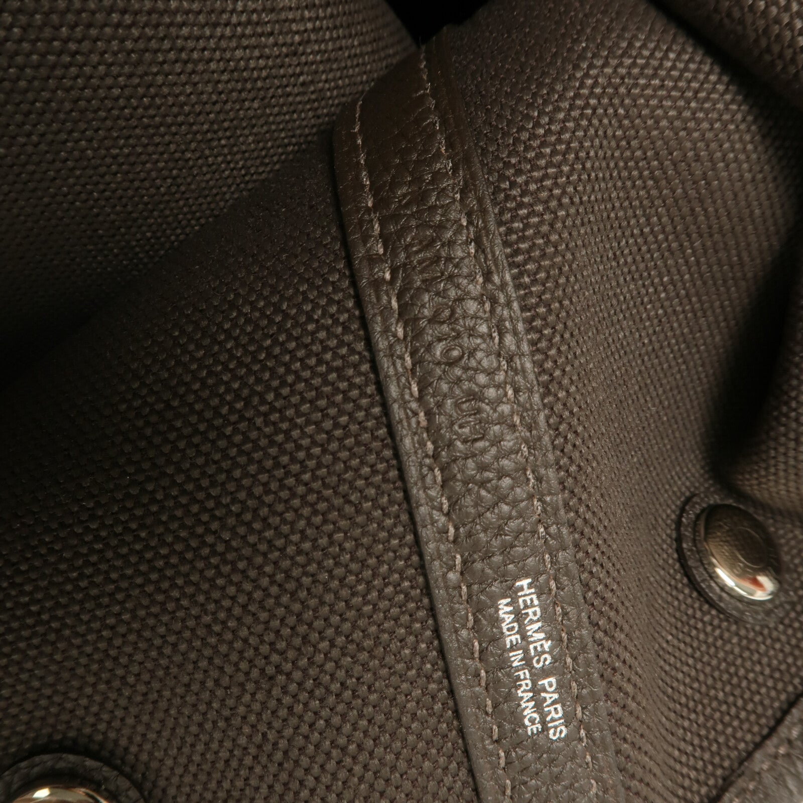 HERMES Toile Militaire帆布/Togo/Swift皮革Garden Voyage 41 Bredies Bag手挽袋Bai Brun/Noir/Sun/Craie