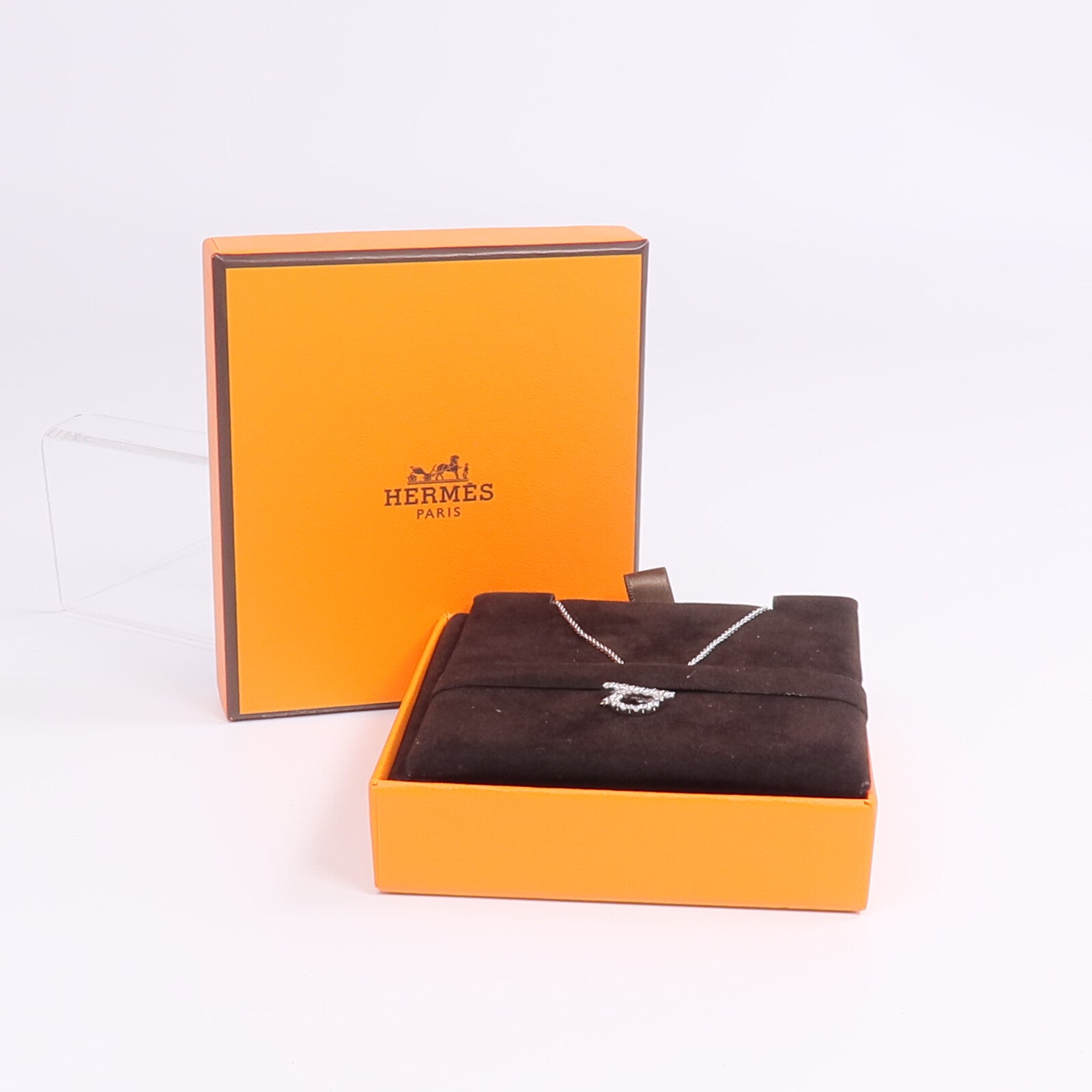 HERMES 18K白金Finesse Pendant鑽石項鍊