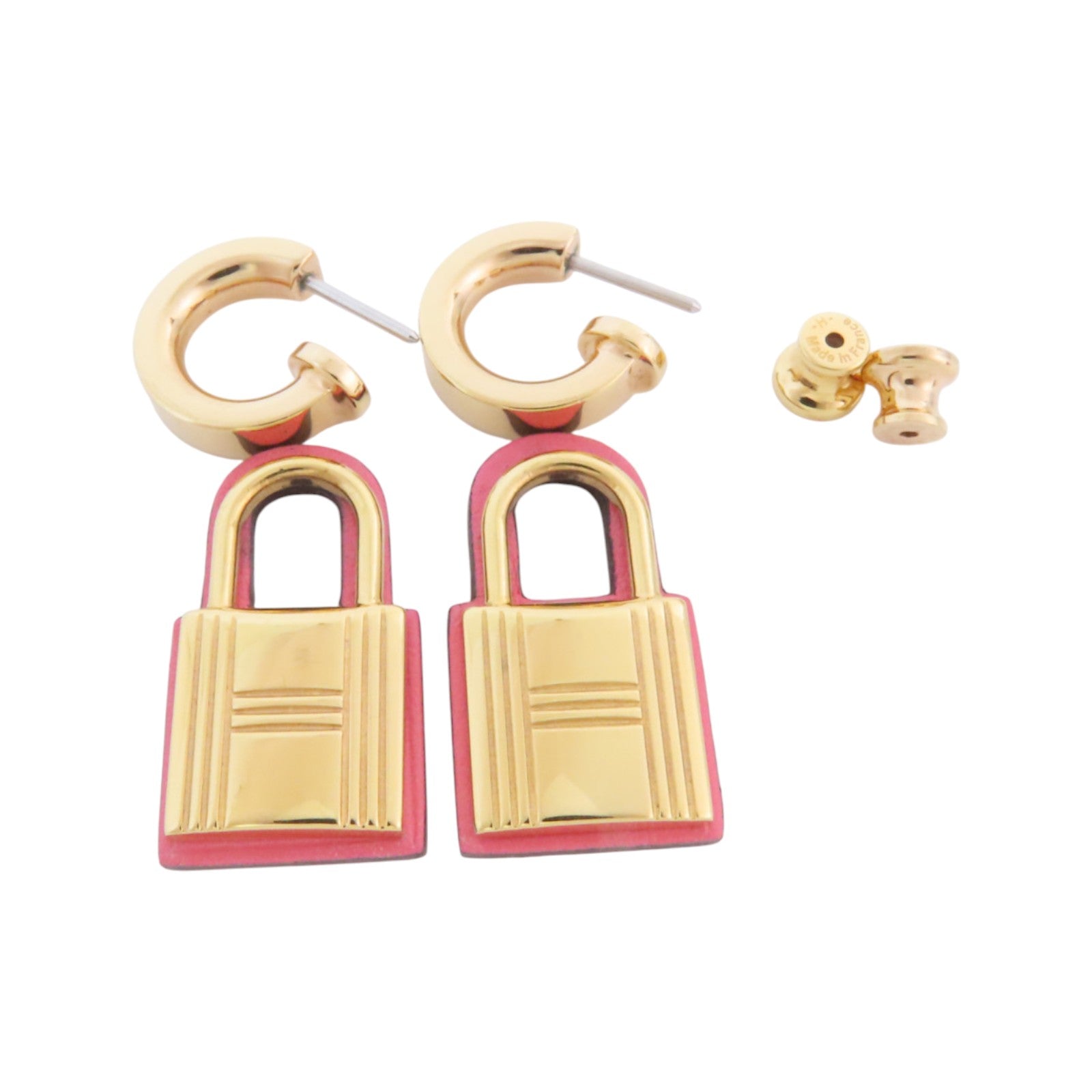 HERMES 金屬/皮革O' kelly Earrings金扣耳環