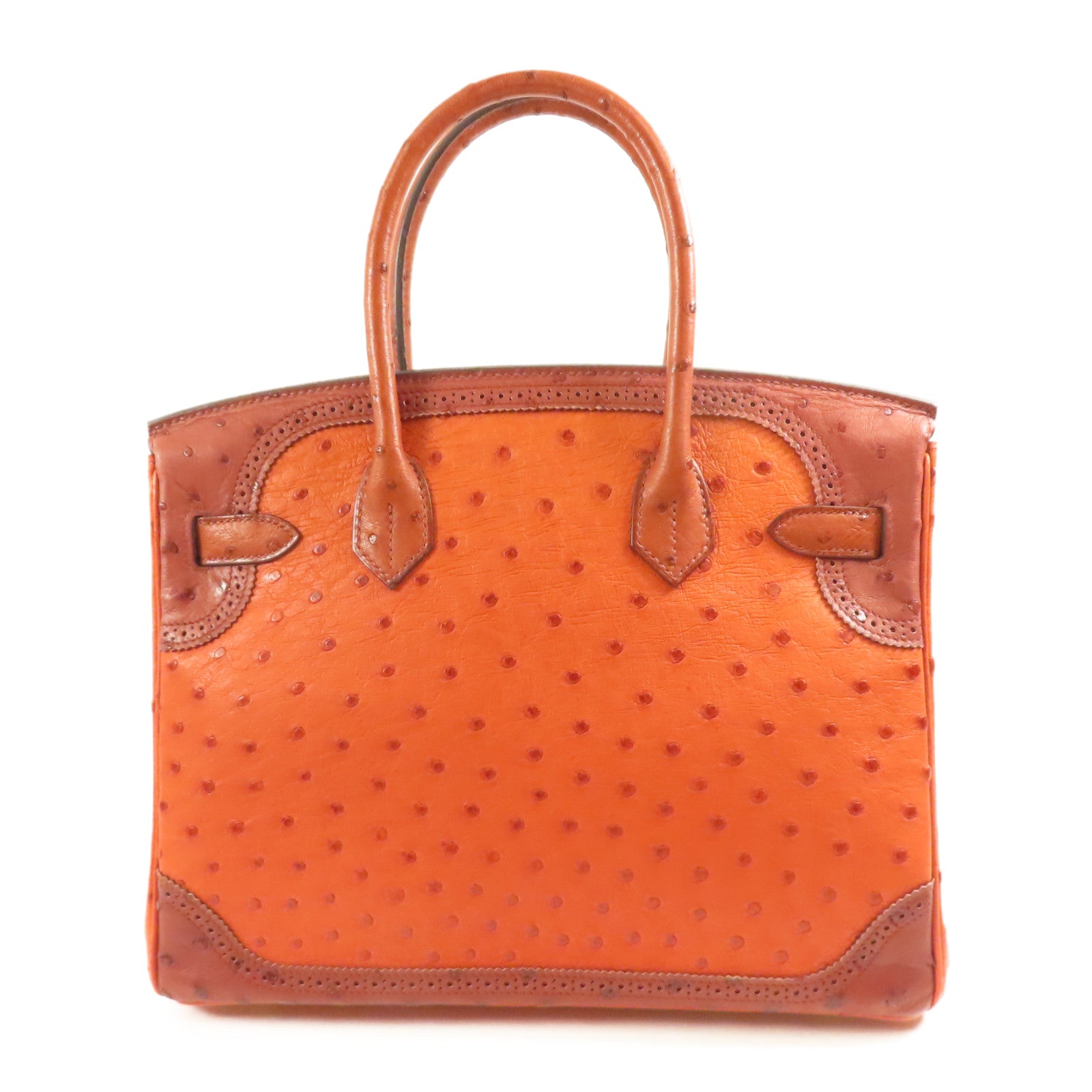 HERMES 【激減優惠】鴕鳥皮革Birkin 30 Ghillies金扣手挽袋