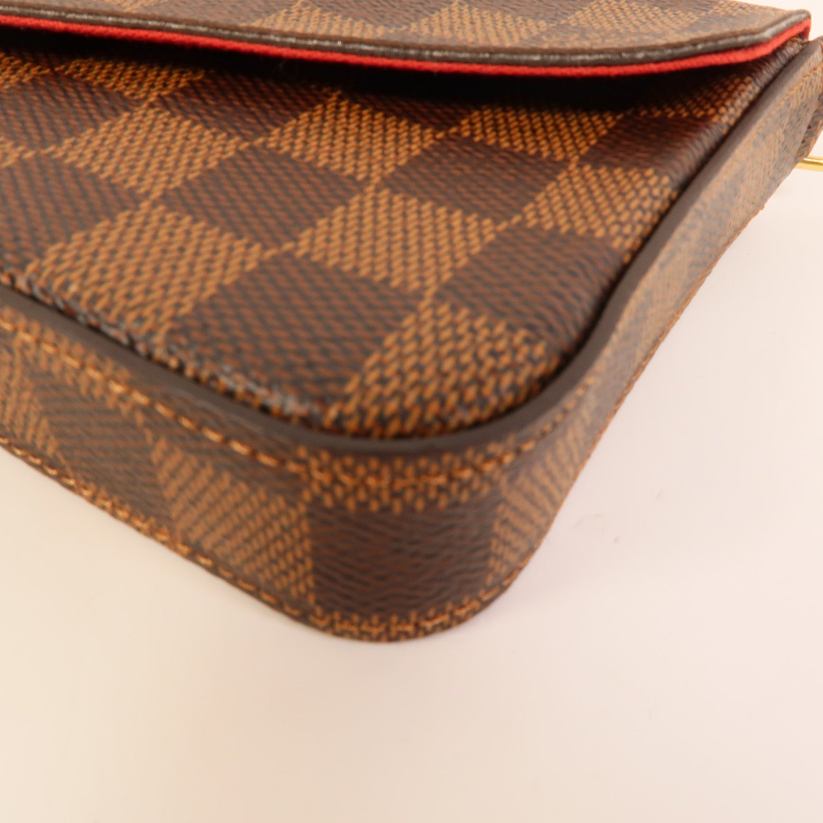 LOUIS VUITTON Damier Felice Pochette金扣鏈帶肩背袋