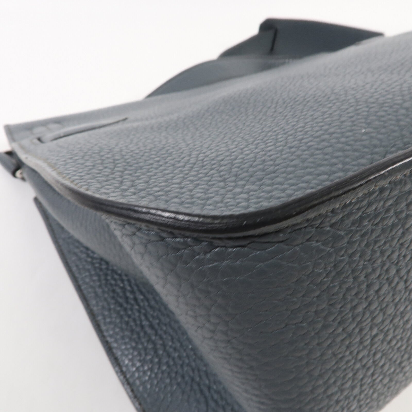 HERMES Clemence皮革Jypsiere 28銀扣肩背袋Blue Orage