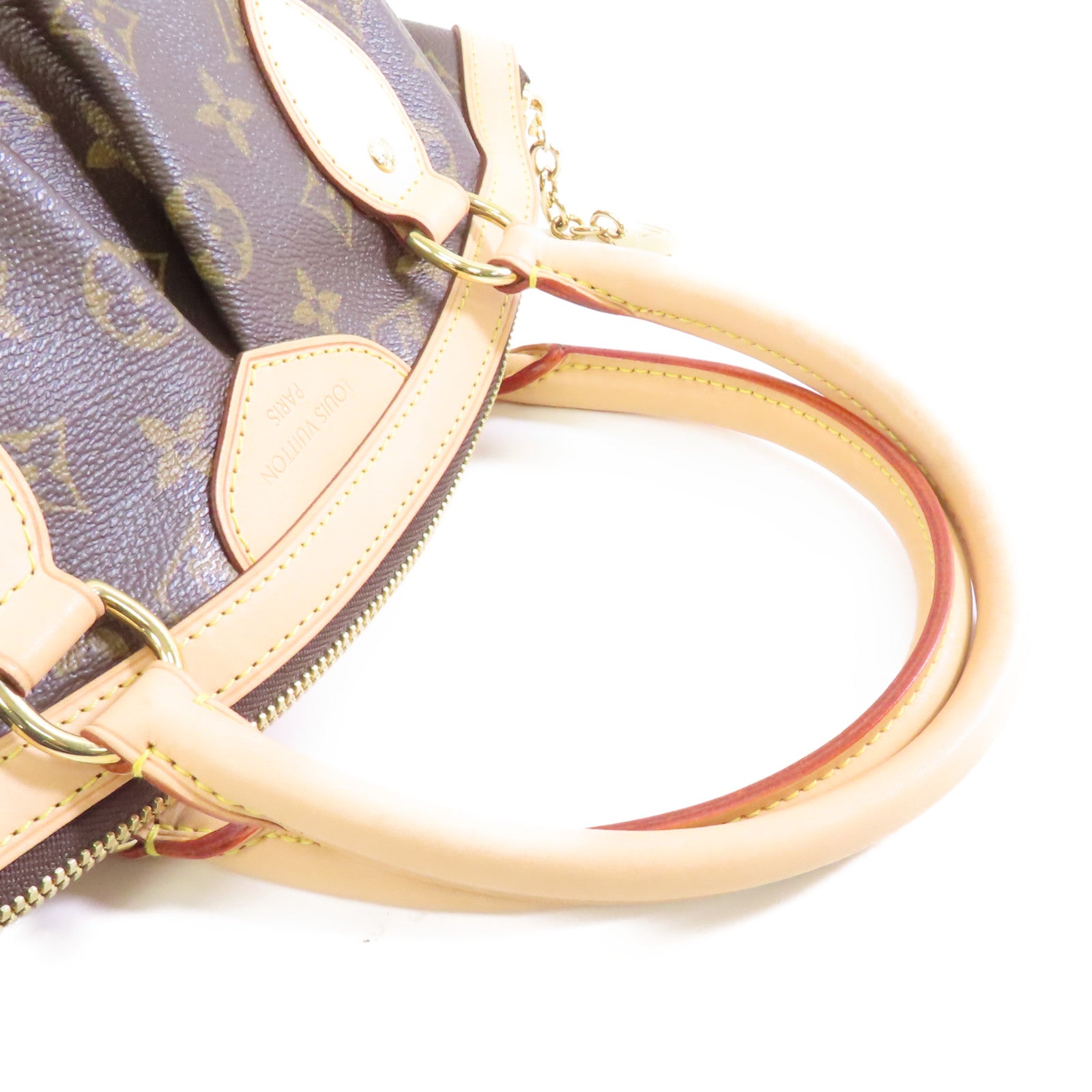 LOUIS VUITTON Monogram Tivoli PM金扣手挽袋棕色