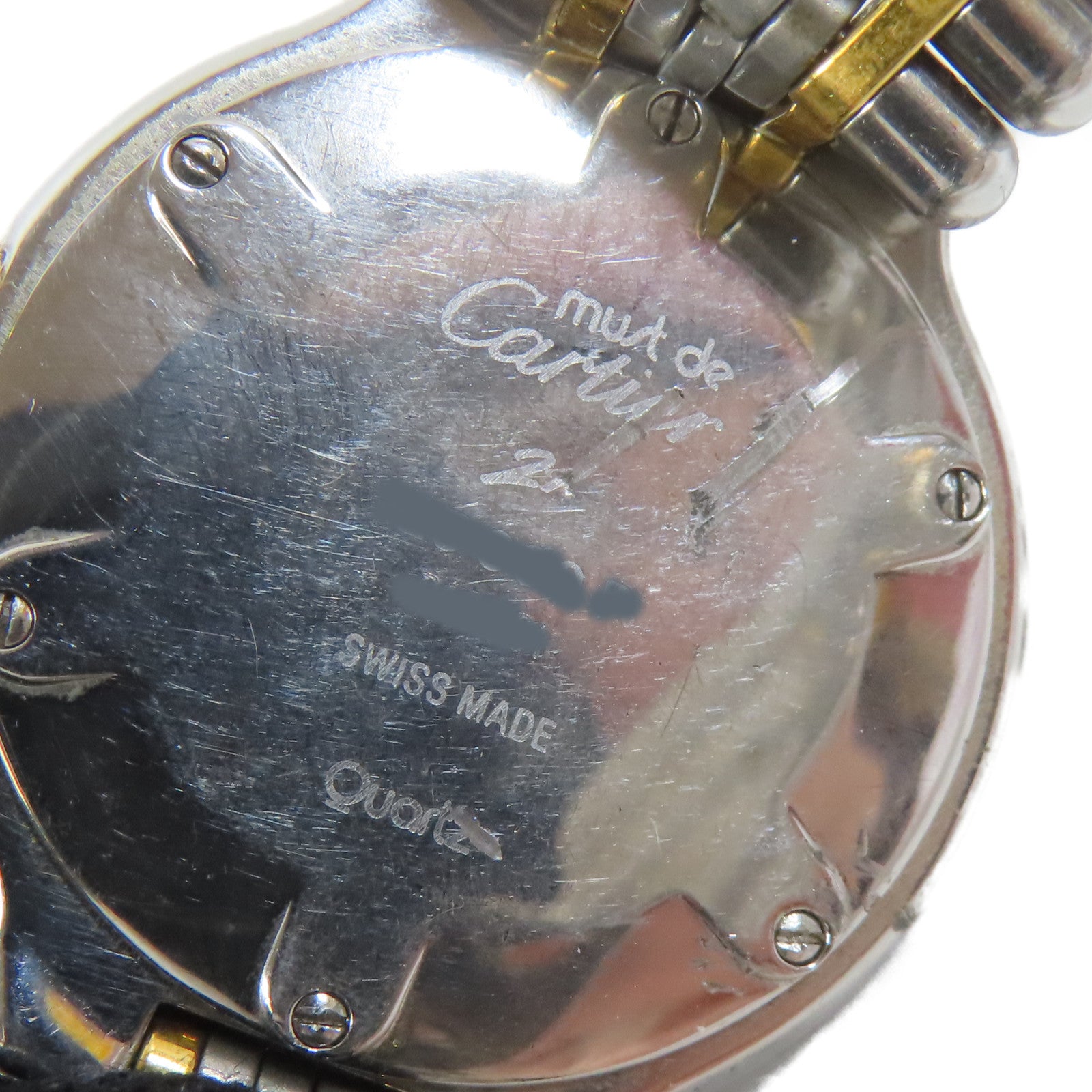CARTIER Must de Cartier 21 18K黃金/不鏽鋼手錶石英機芯白色