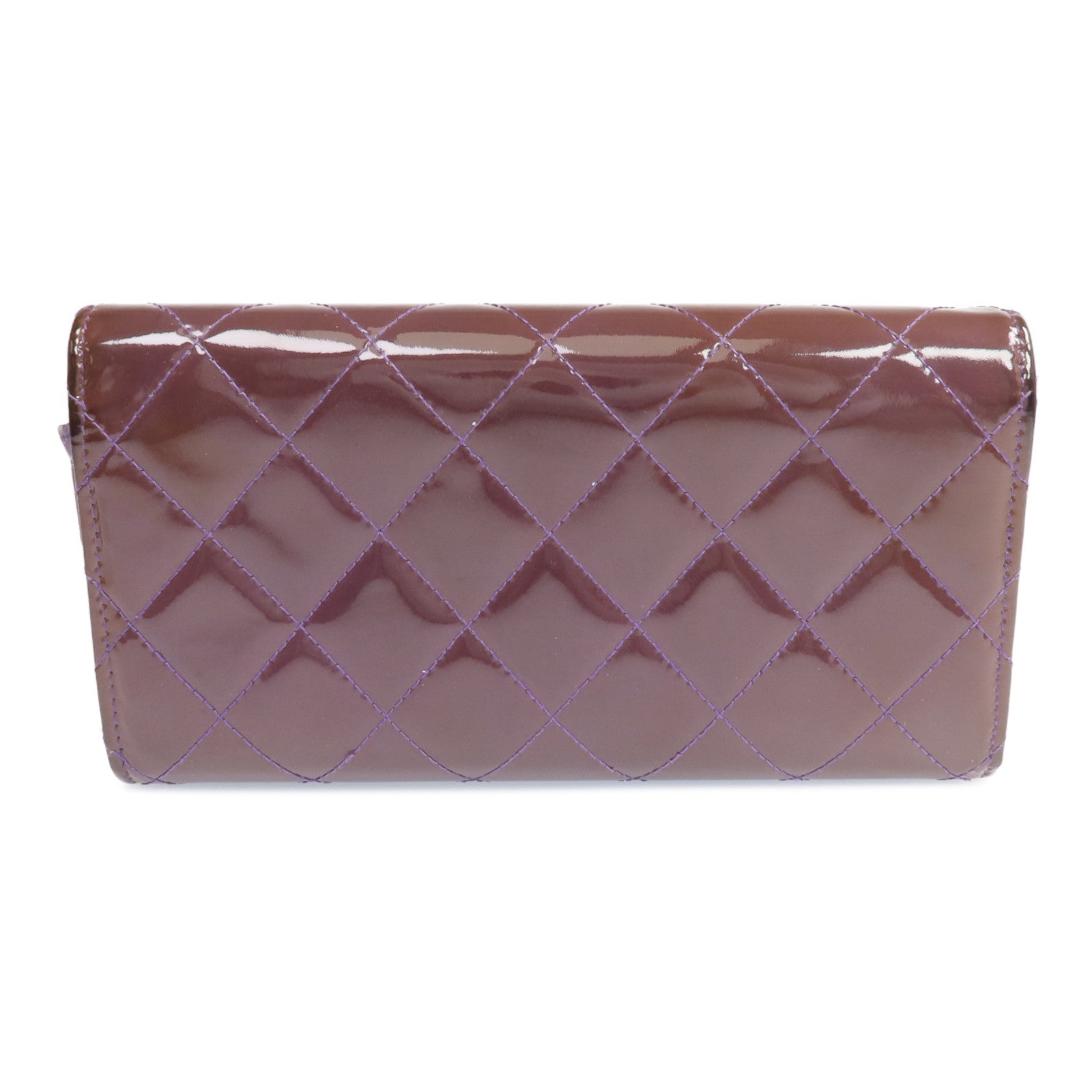 CHANEL 漆皮皮革Long Wallet銀扣長錢包