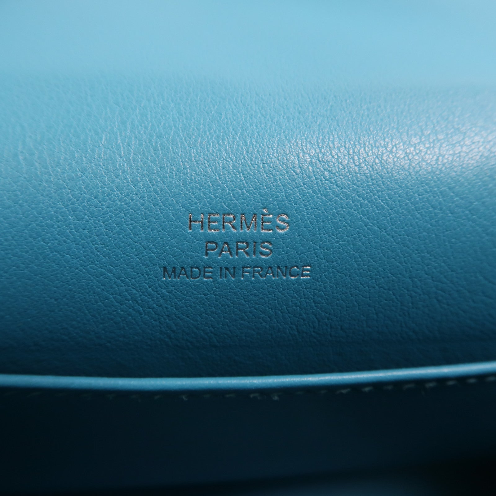 HERMES Swift皮革Mini Kelly I銀扣手挽袋Turquoise