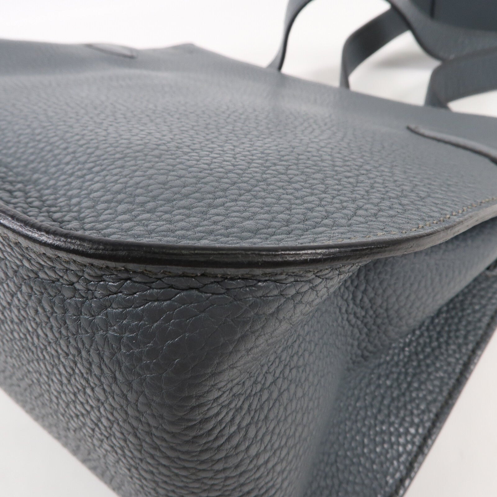 HERMES Clemence皮革Jypsiere 28銀扣肩背袋Blue Orage
