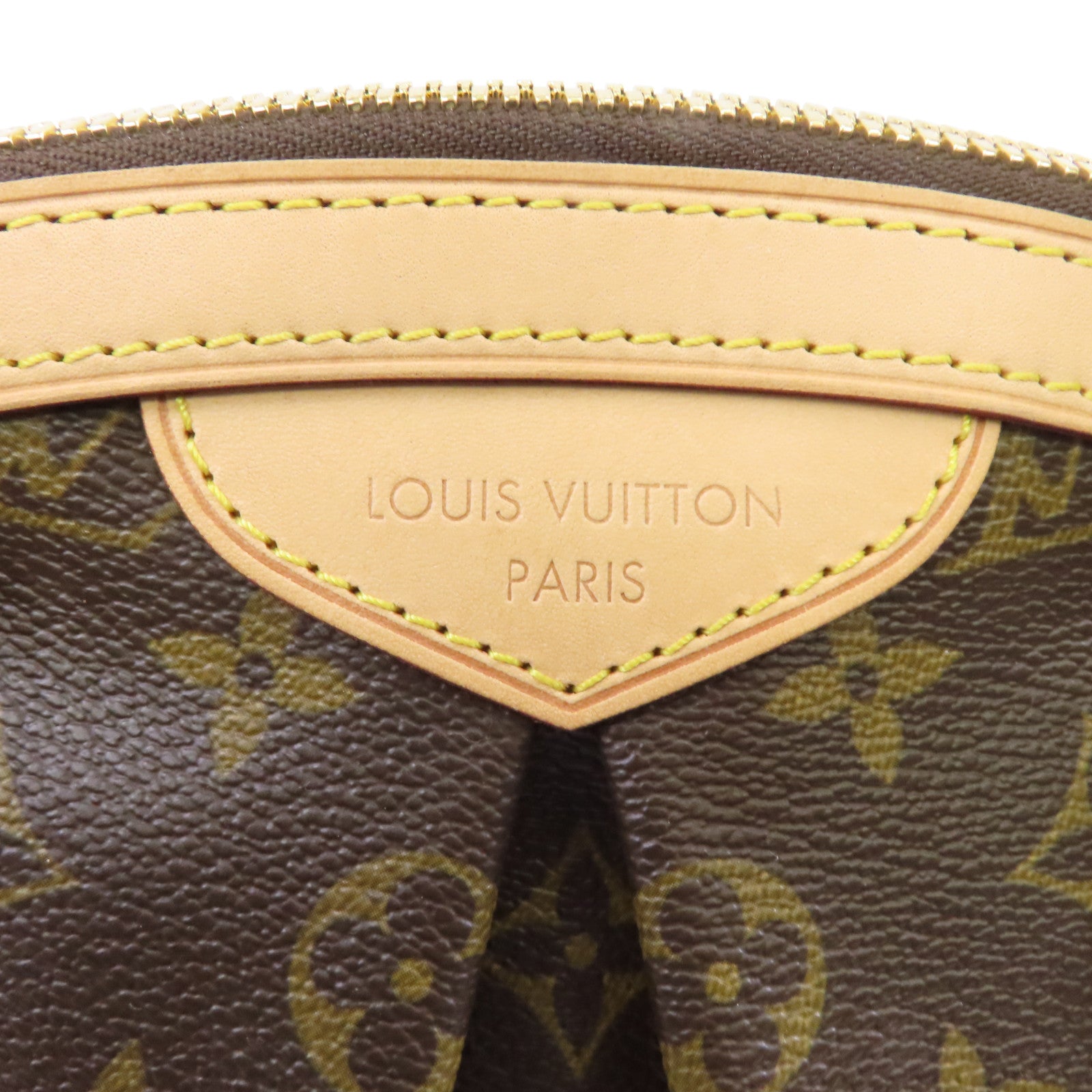 LOUIS VUITTON Monogram Tivoli PM金扣手挽袋棕色