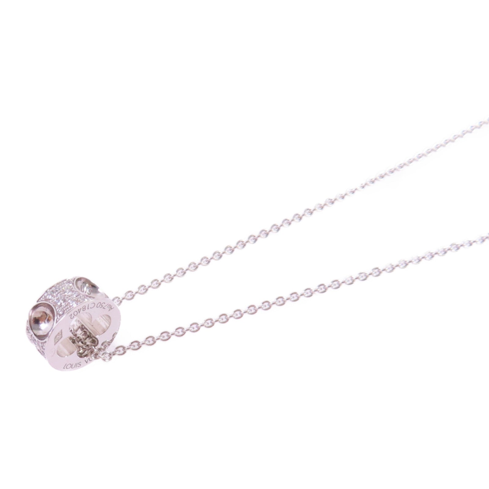 LOUIS VUITTON 18K白金/鑽石Empreinte Diamond Necklace項鏈銀色