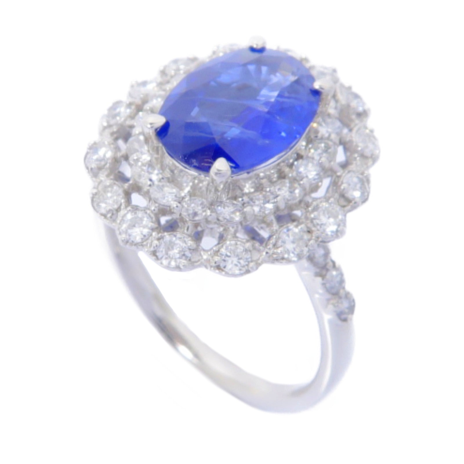 JEWELRY PT900鉑金Sapphire Diamond Ring 2.08ct藍寶石/0.73ct鑽石戒指US#6.25
