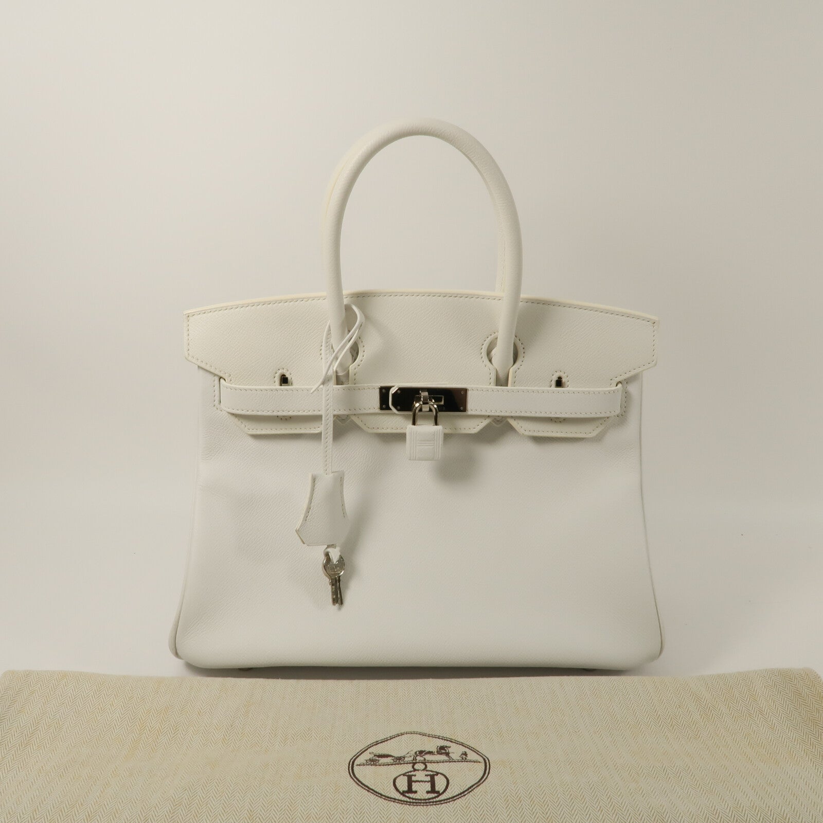 HERMES Epsom皮革Birkin 30手挽袋Blanc