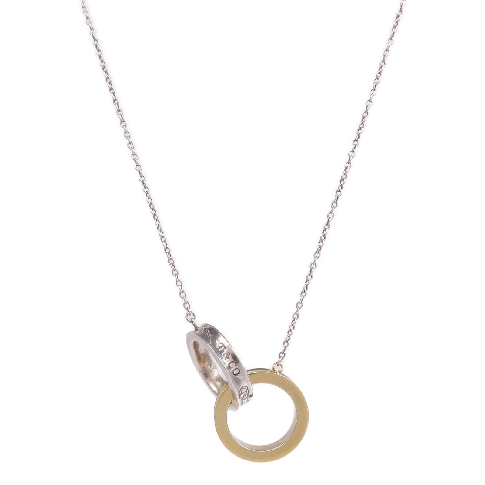 TIFFANY＆CO 18K黃金/925純銀1837 Interlocking Circles Necklace項鍊