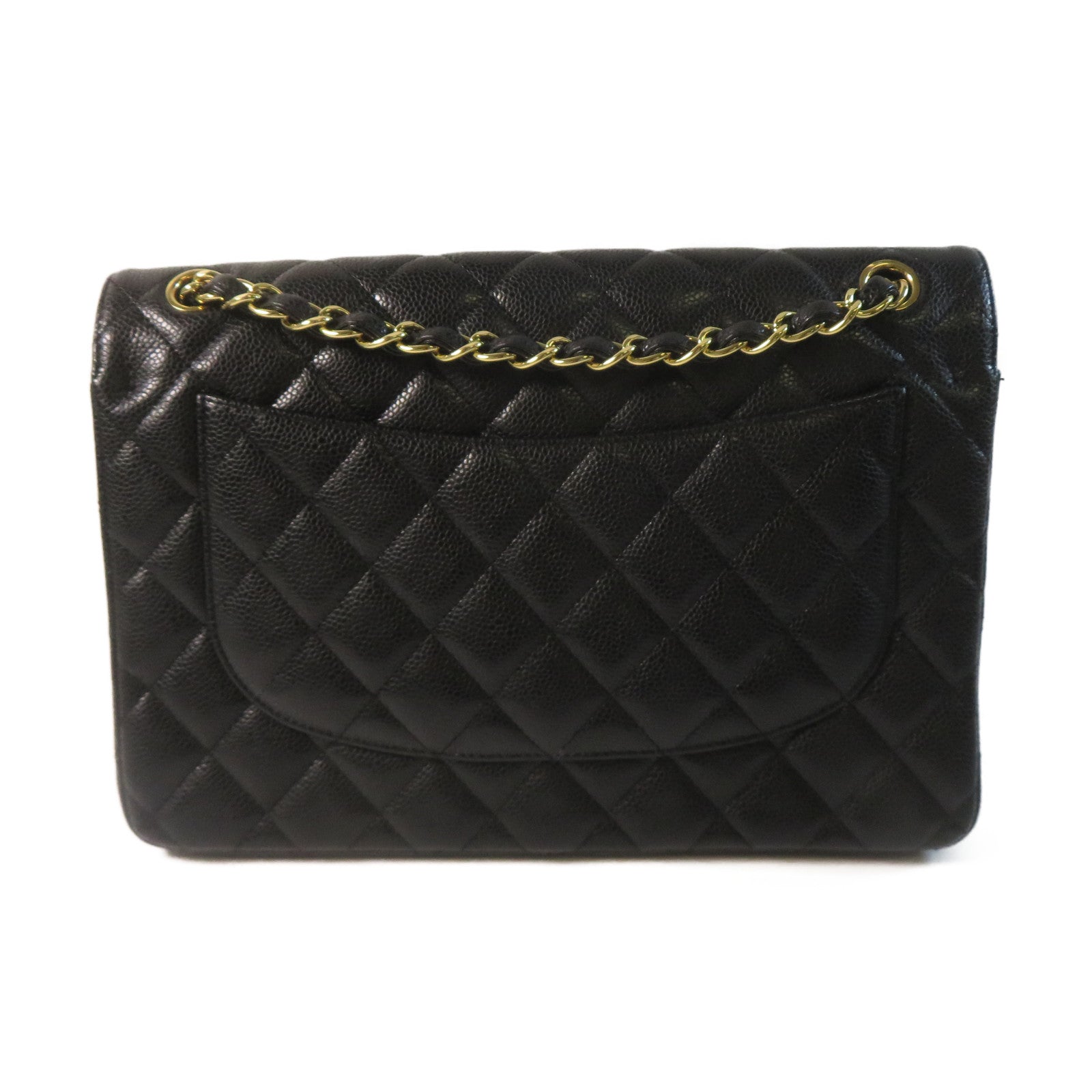 CHANEL 【激減優惠】菱格Caviar皮革Classic Jumbo金扣鏈帶肩背袋黑色