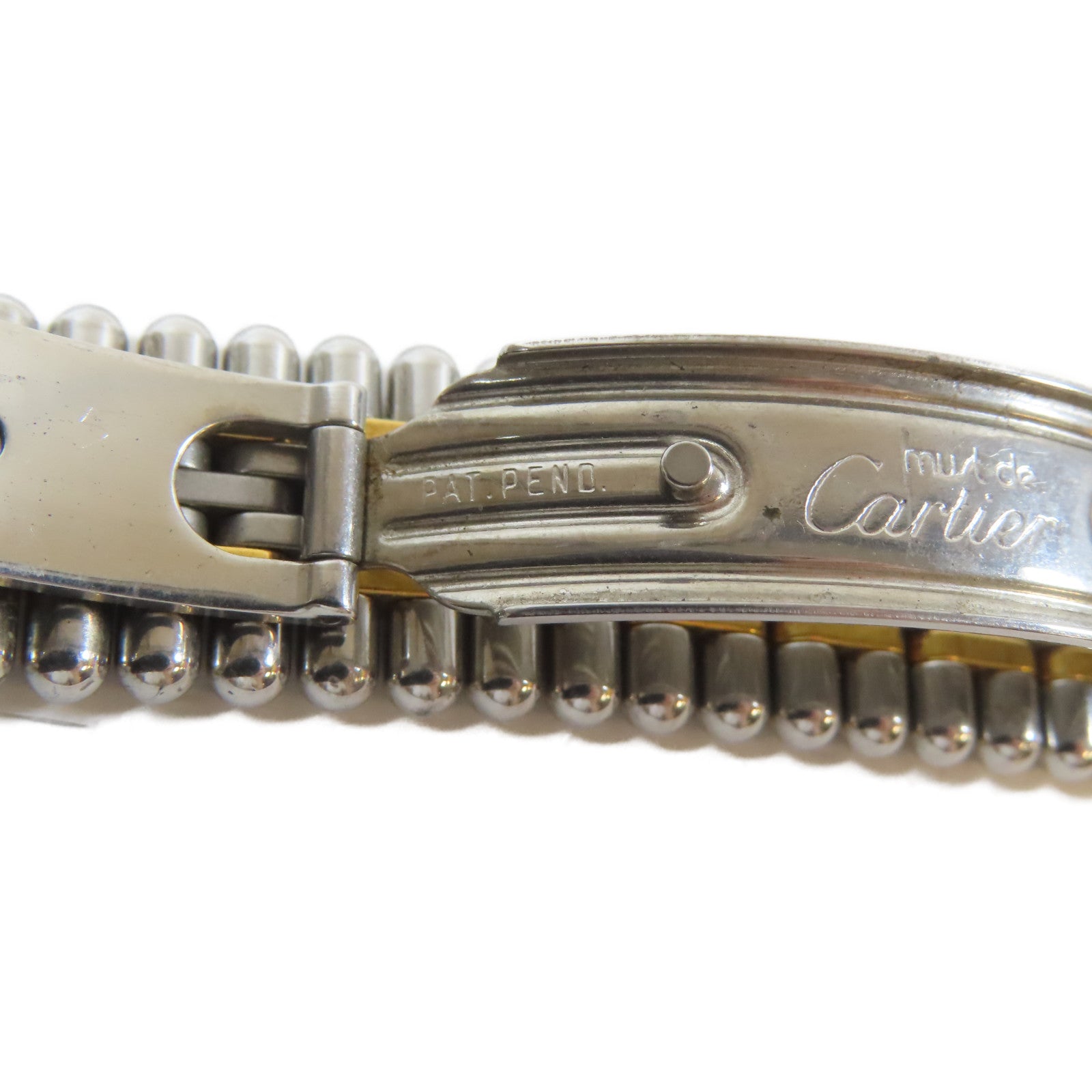 CARTIER Must de Cartier 21 18K黃金/不鏽鋼手錶石英機芯白色