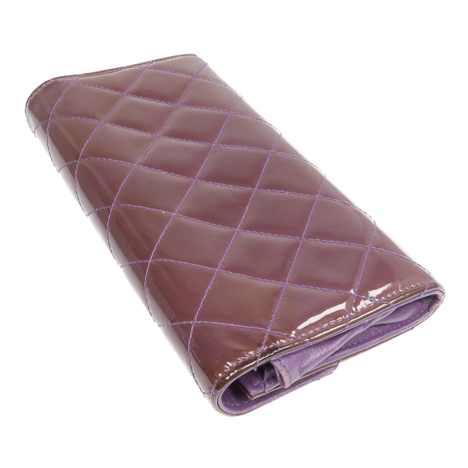 CHANEL 漆皮皮革Long Wallet銀扣長錢包
