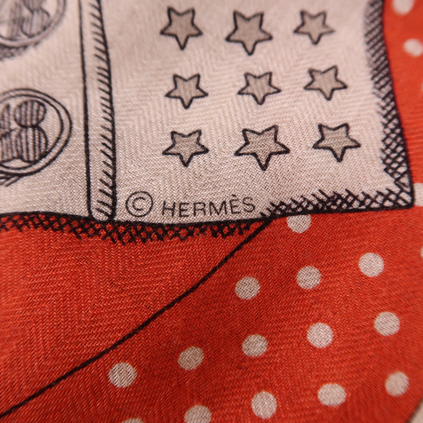 HERMES 羊絨/絲質Scarf 140X140絲巾Rouge Tomate