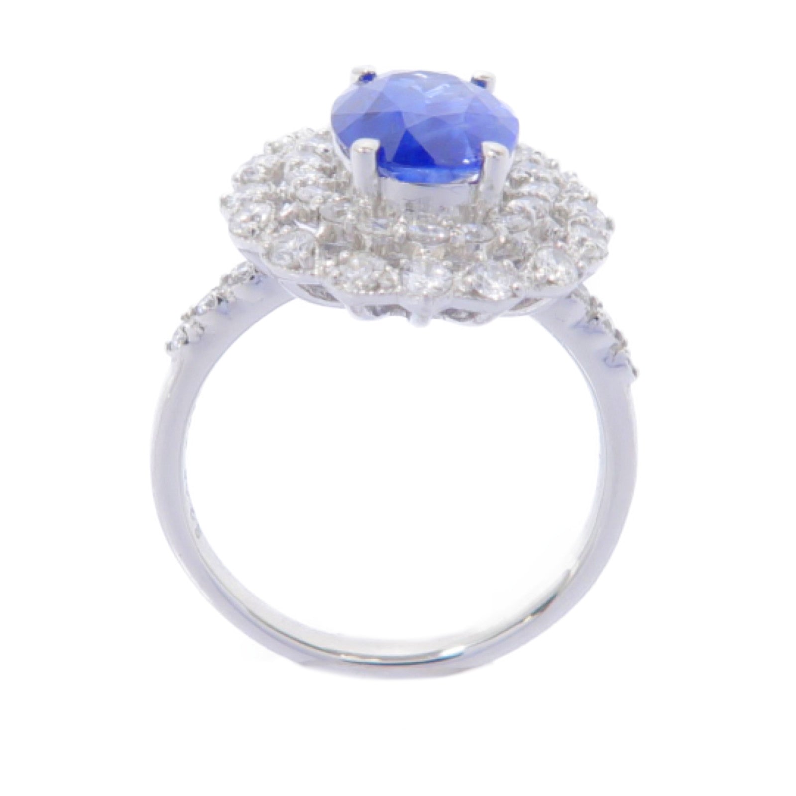 JEWELRY PT900鉑金Sapphire Diamond Ring 2.08ct藍寶石/0.73ct鑽石戒指US#6.25