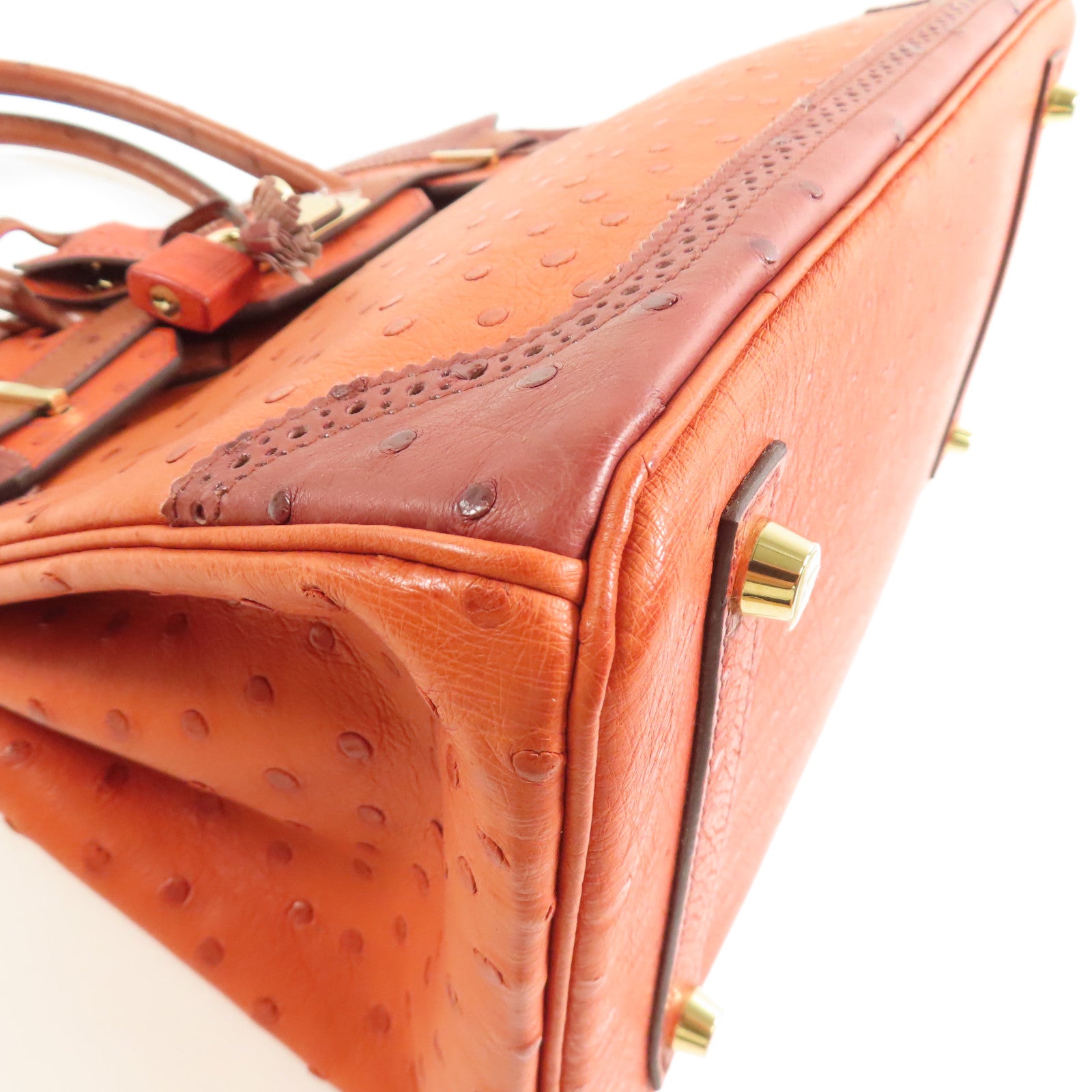HERMES 【激減優惠】鴕鳥皮革Birkin 30 Ghillies金扣手挽袋