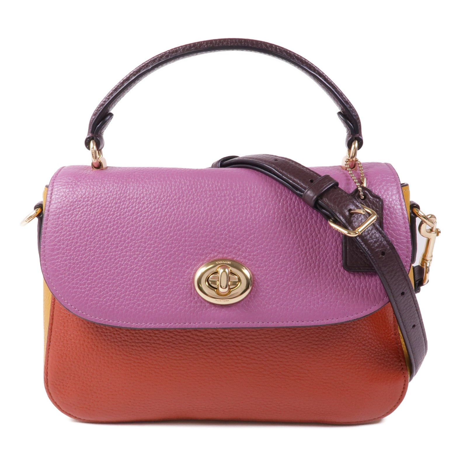 COACH 牛皮皮革2 Way Shoulder金扣手挽肩背兩用袋