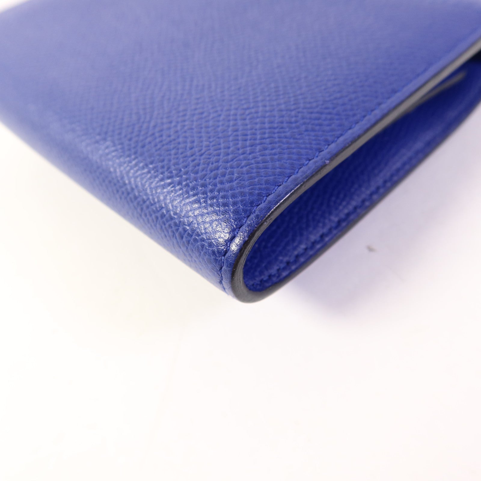 HERMES Epsom皮革Constance Short Wallet金扣錢包Bleu Electrique