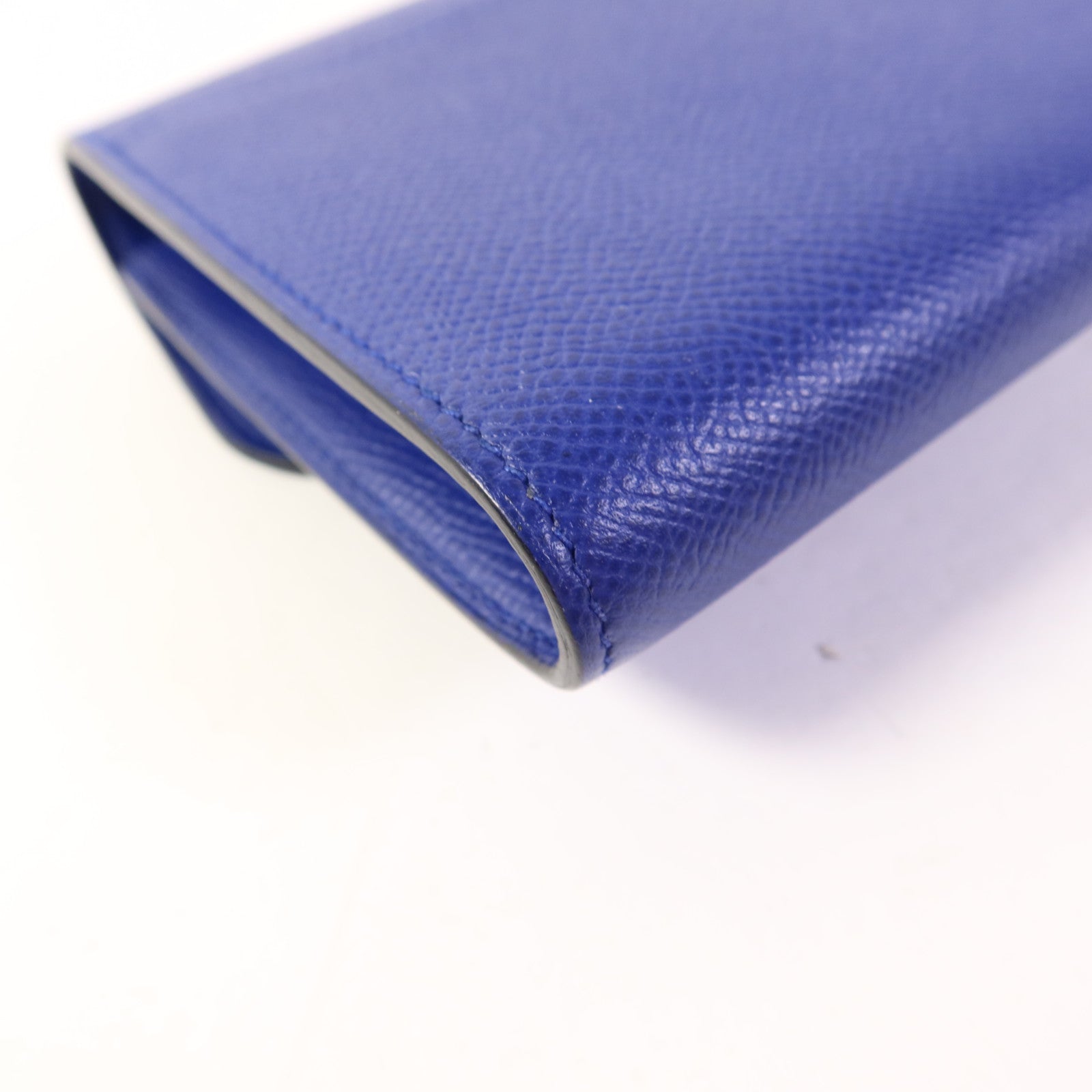 HERMES Epsom皮革Constance Short Wallet金扣錢包Bleu Electrique