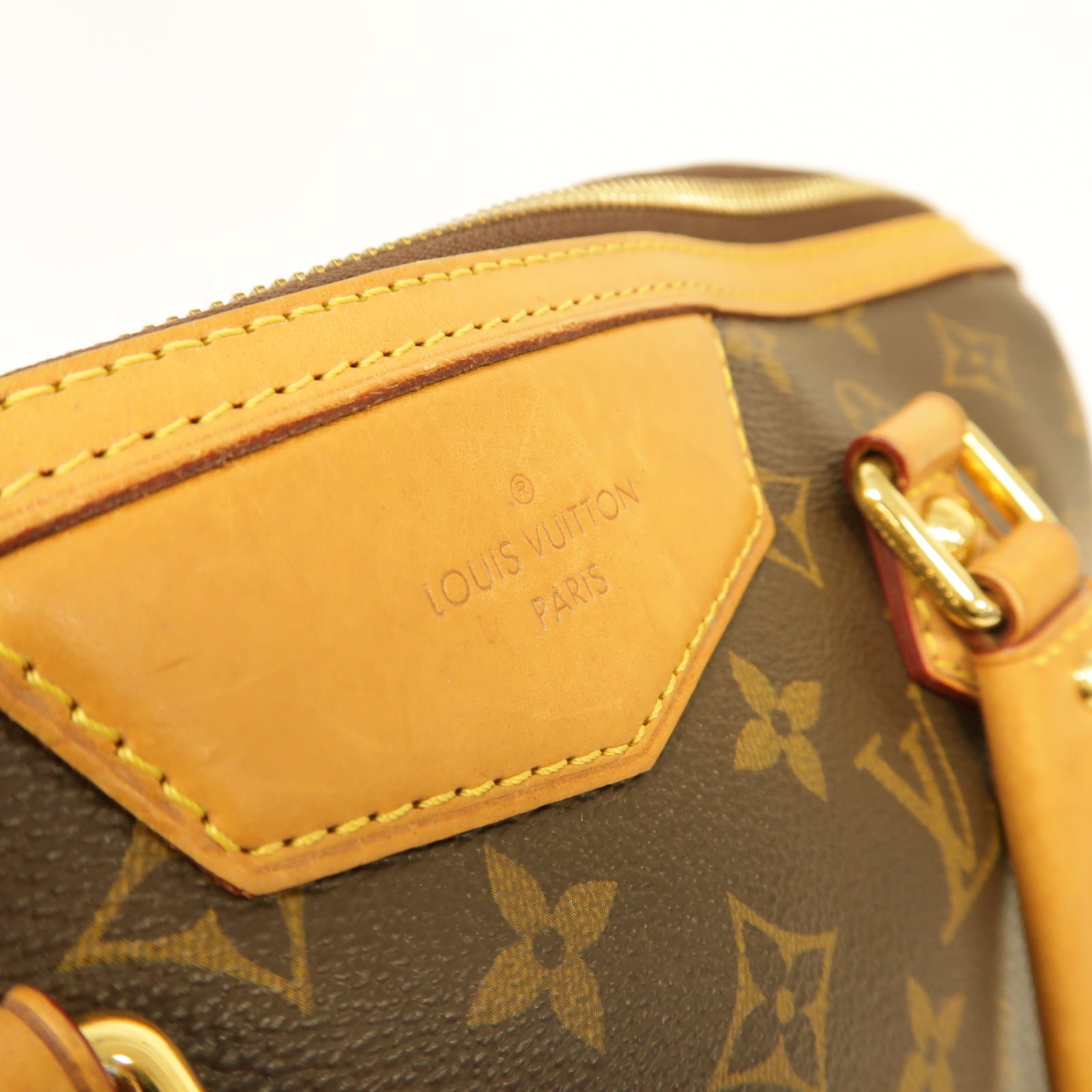 LOUIS VUITTON Monogram Retiro PM金扣手挽肩背兩用袋棕色