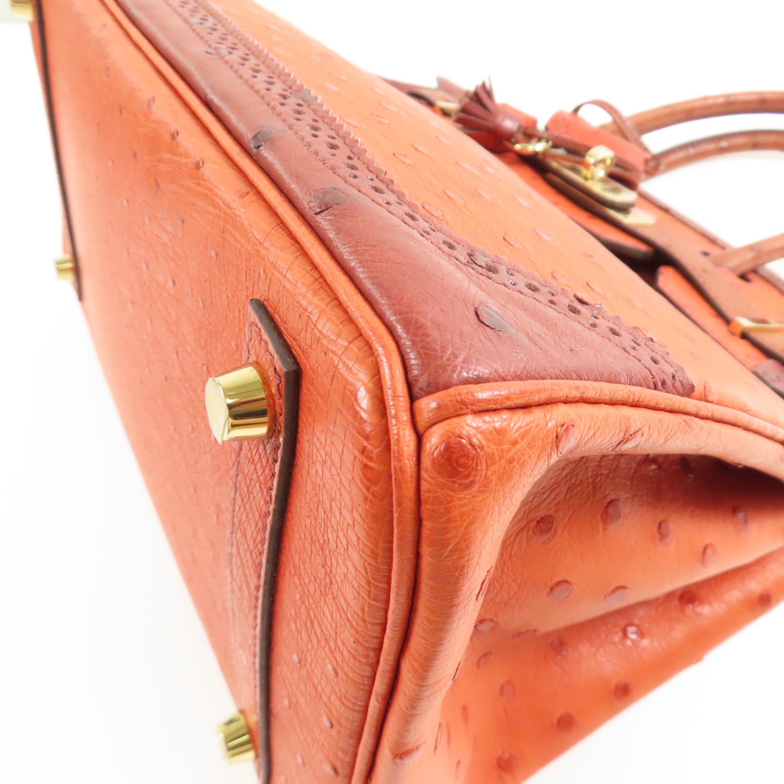 HERMES 【激減優惠】鴕鳥皮革Birkin 30 Ghillies金扣手挽袋