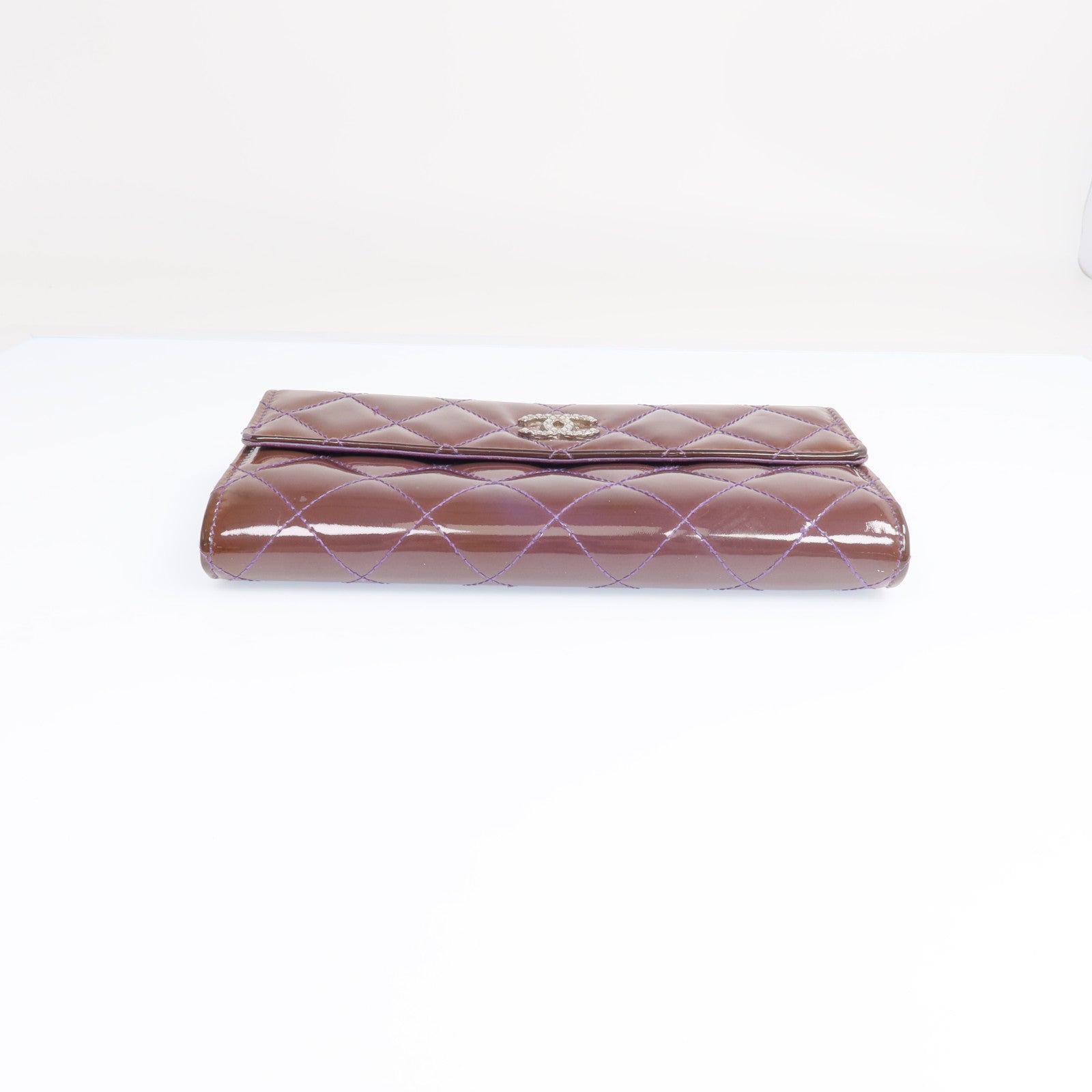 CHANEL 漆皮皮革Long Wallet銀扣長錢包