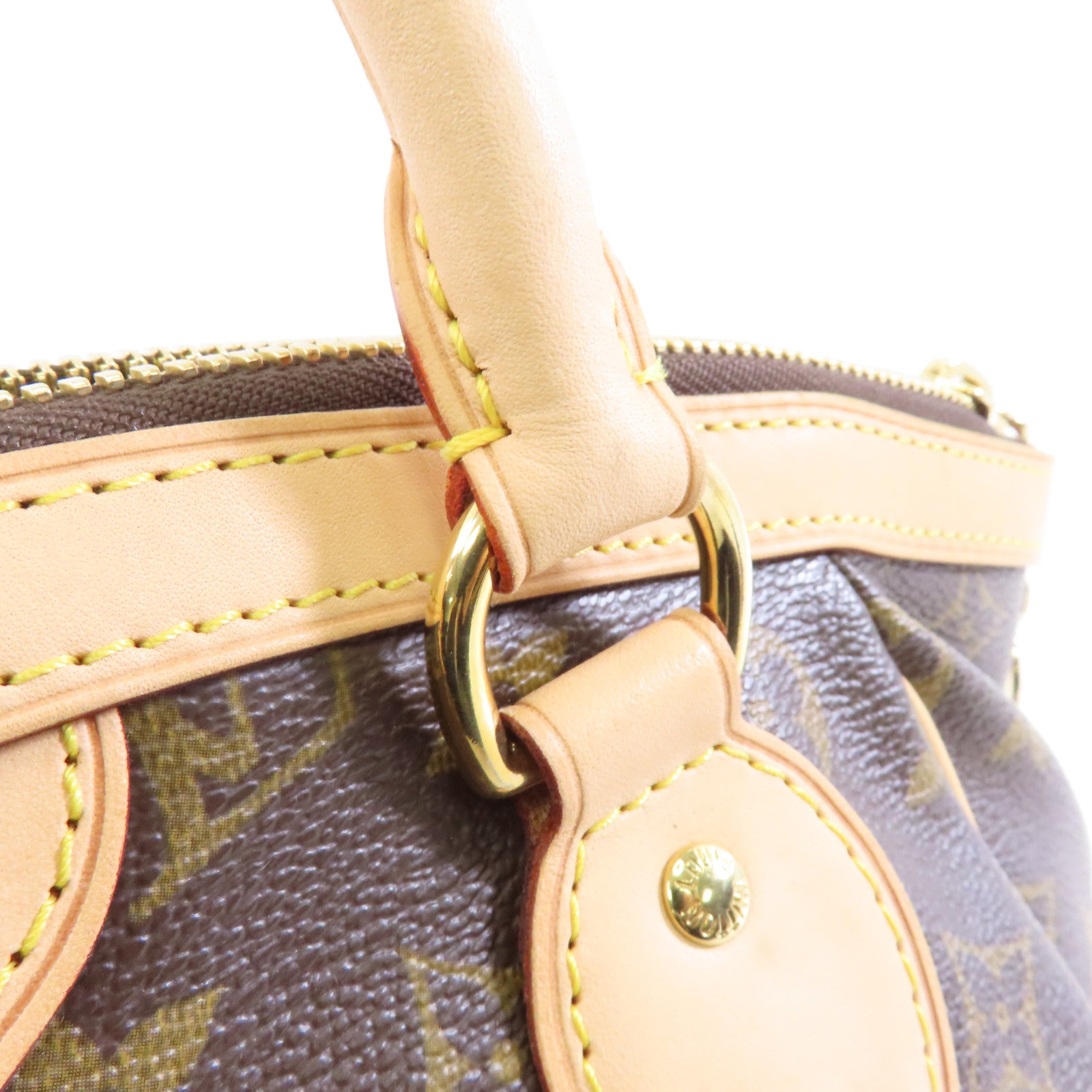 LOUIS VUITTON Monogram Tivoli PM金扣手挽袋棕色